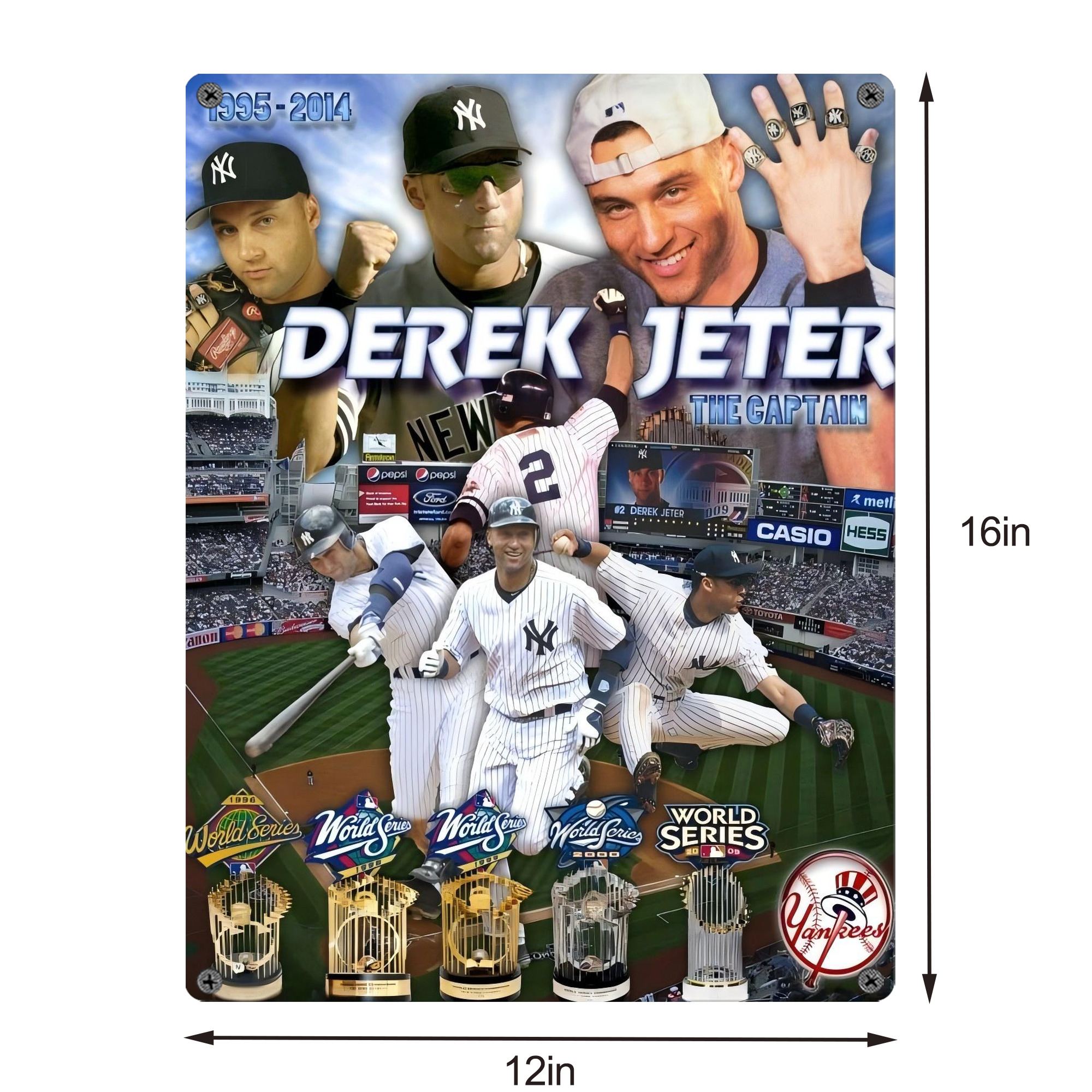 Derek Jeter 100 Vintage Metal Tin Sign 12x16inch – Retro Wall Art Decor For Home, Bar, Kitchen, Bedroom, Office – Durable Iron Sheet Poster, Easy To Hang, Full-Color Printing