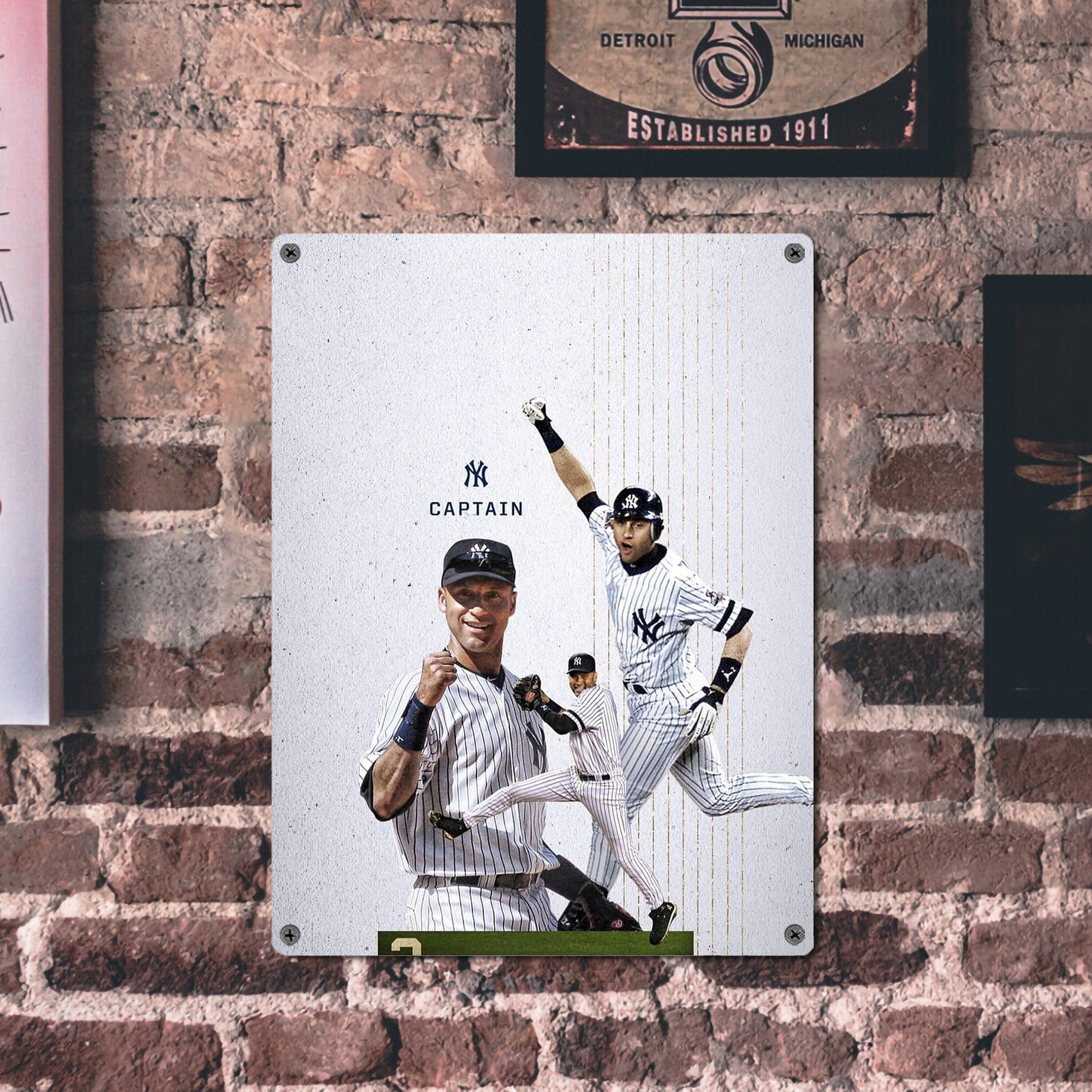 Derek Jeter 106 Vintage Metal Tin Sign 12x16inch – Retro Wall Art Decor For Home, Bar, Kitchen, Bedroom, Office – Durable Iron Sheet Poster, Easy To Hang, Full-Color Printing