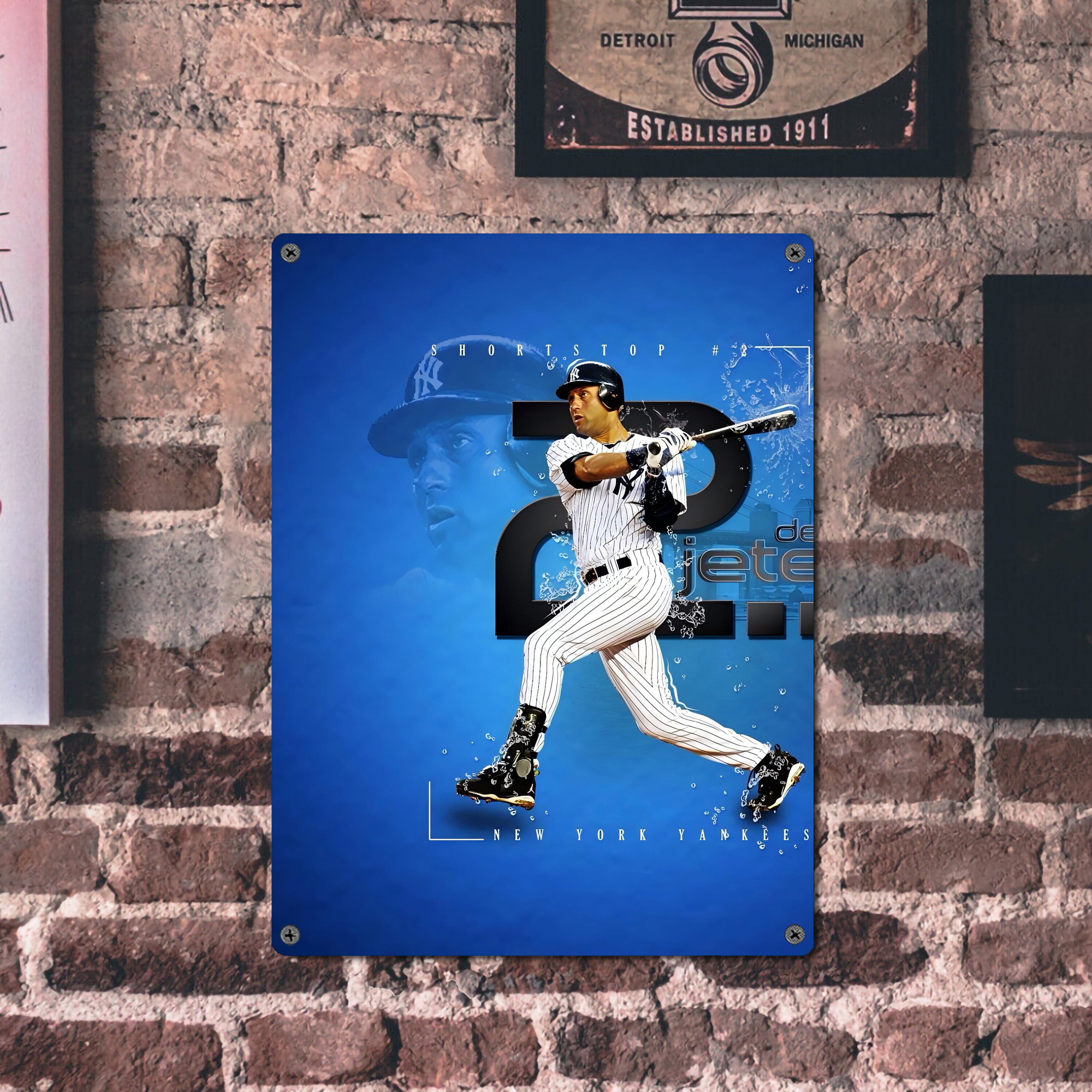 Derek Jeter 107 Vintage Metal Tin Sign 12x16inch – Retro Wall Art Decor For Home, Bar, Kitchen, Bedroom, Office – Durable Iron Sheet Poster, Easy To Hang, Full-Color Printing