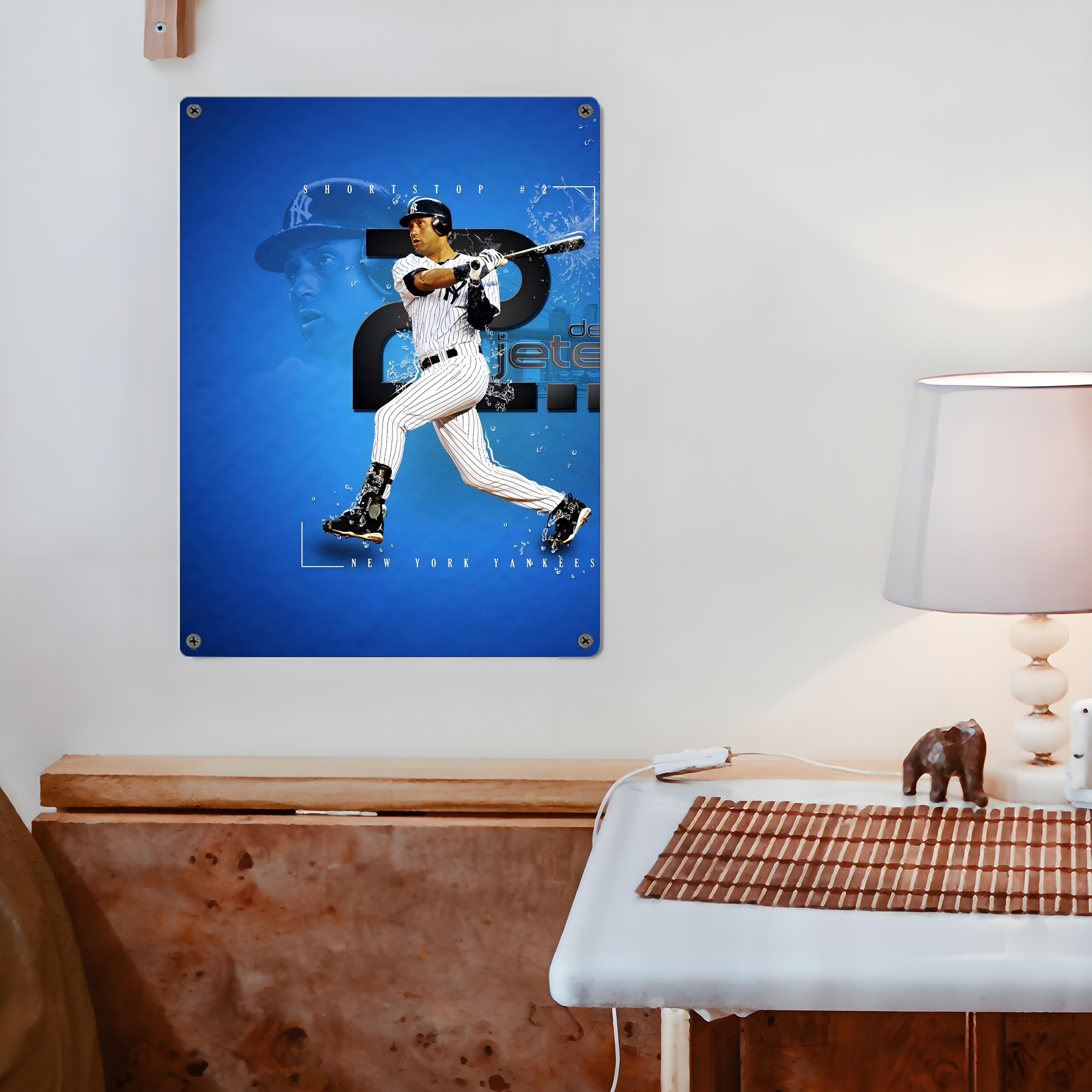 Derek Jeter 107 Vintage Metal Tin Sign 12x16inch – Retro Wall Art Decor For Home, Bar, Kitchen, Bedroom, Office – Durable Iron Sheet Poster, Easy To Hang, Full-Color Printing