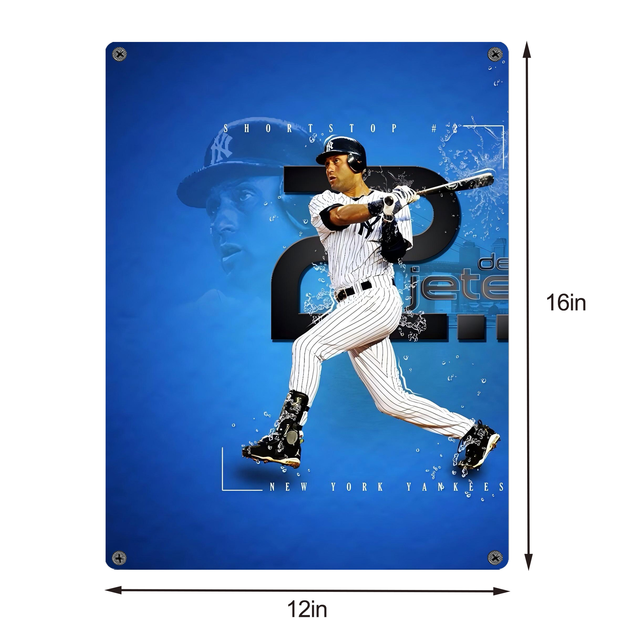 Derek Jeter 107 Vintage Metal Tin Sign 12x16inch – Retro Wall Art Decor For Home, Bar, Kitchen, Bedroom, Office – Durable Iron Sheet Poster, Easy To Hang, Full-Color Printing
