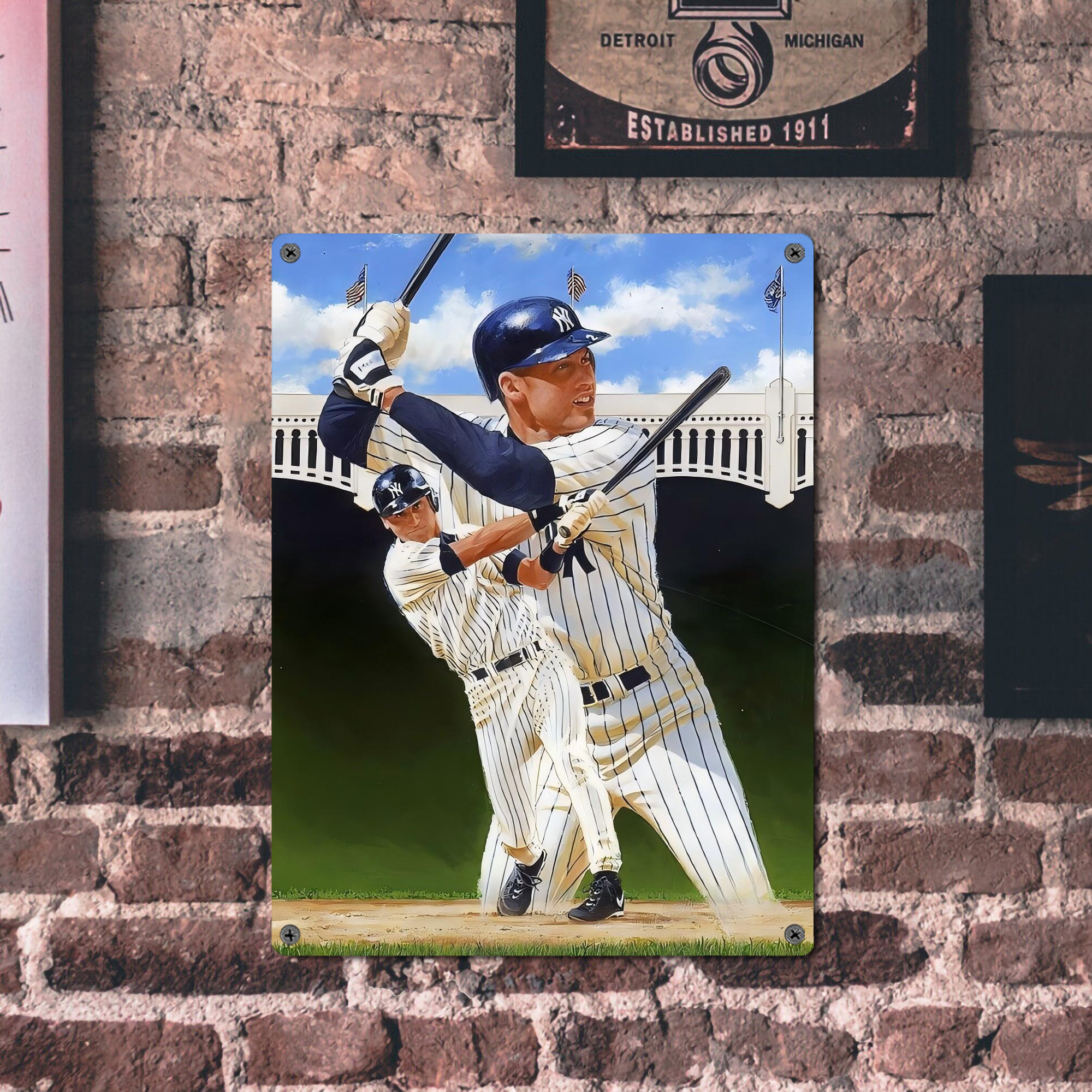 Derek Jeter 108 Vintage Metal Tin Sign 12x16inch – Retro Wall Art Decor For Home, Bar, Kitchen, Bedroom, Office – Durable Iron Sheet Poster, Easy To Hang, Full-Color Printing