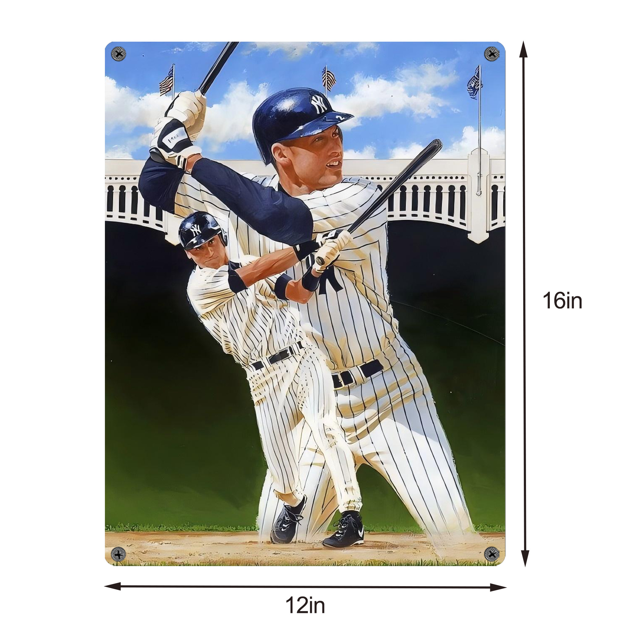 Derek Jeter 108 Vintage Metal Tin Sign 12x16inch – Retro Wall Art Decor For Home, Bar, Kitchen, Bedroom, Office – Durable Iron Sheet Poster, Easy To Hang, Full-Color Printing