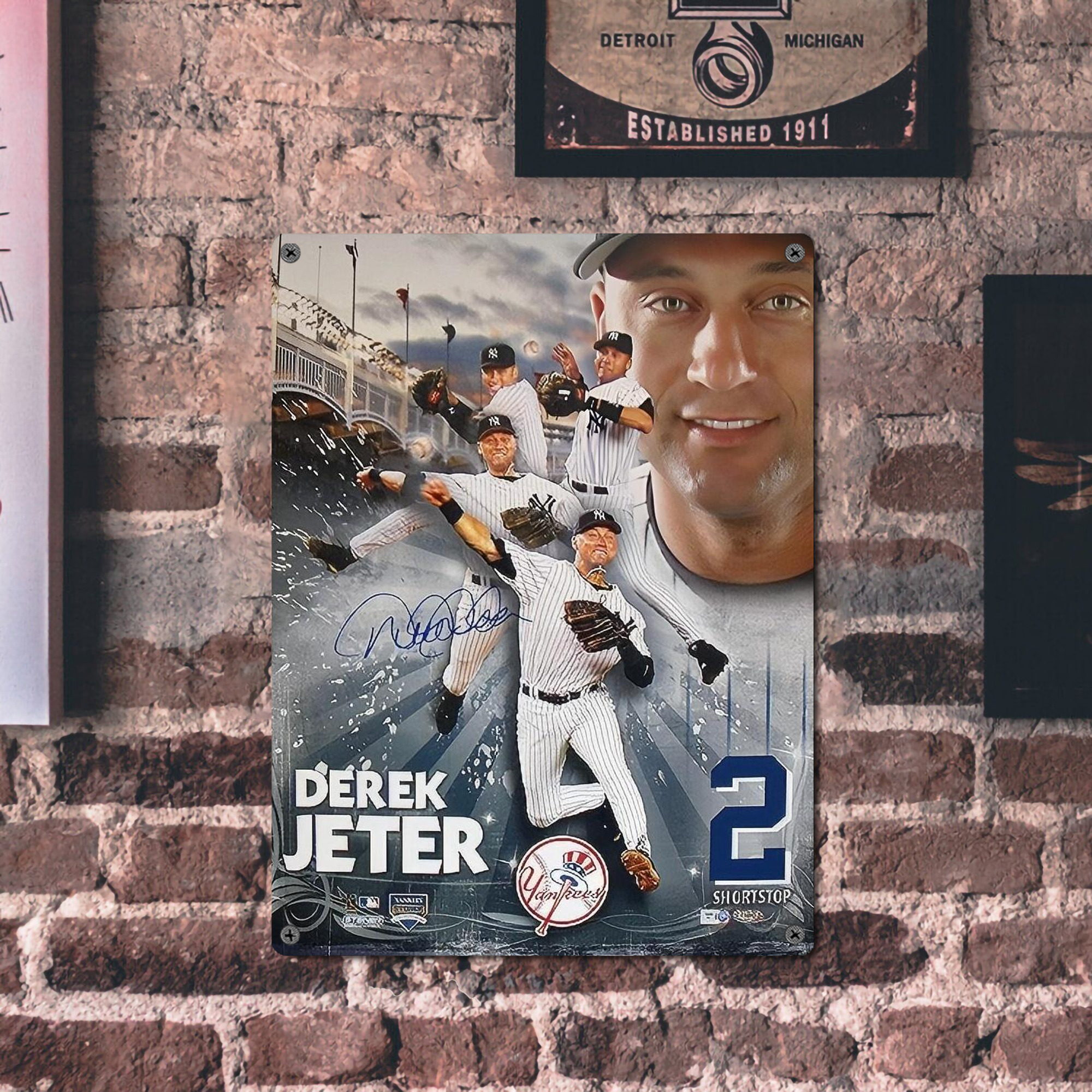 Derek Jeter 109 Vintage Metal Tin Sign 12x16inch – Retro Wall Art Decor For Home, Bar, Kitchen, Bedroom, Office – Durable Iron Sheet Poster, Easy To Hang, Full-Color Printing