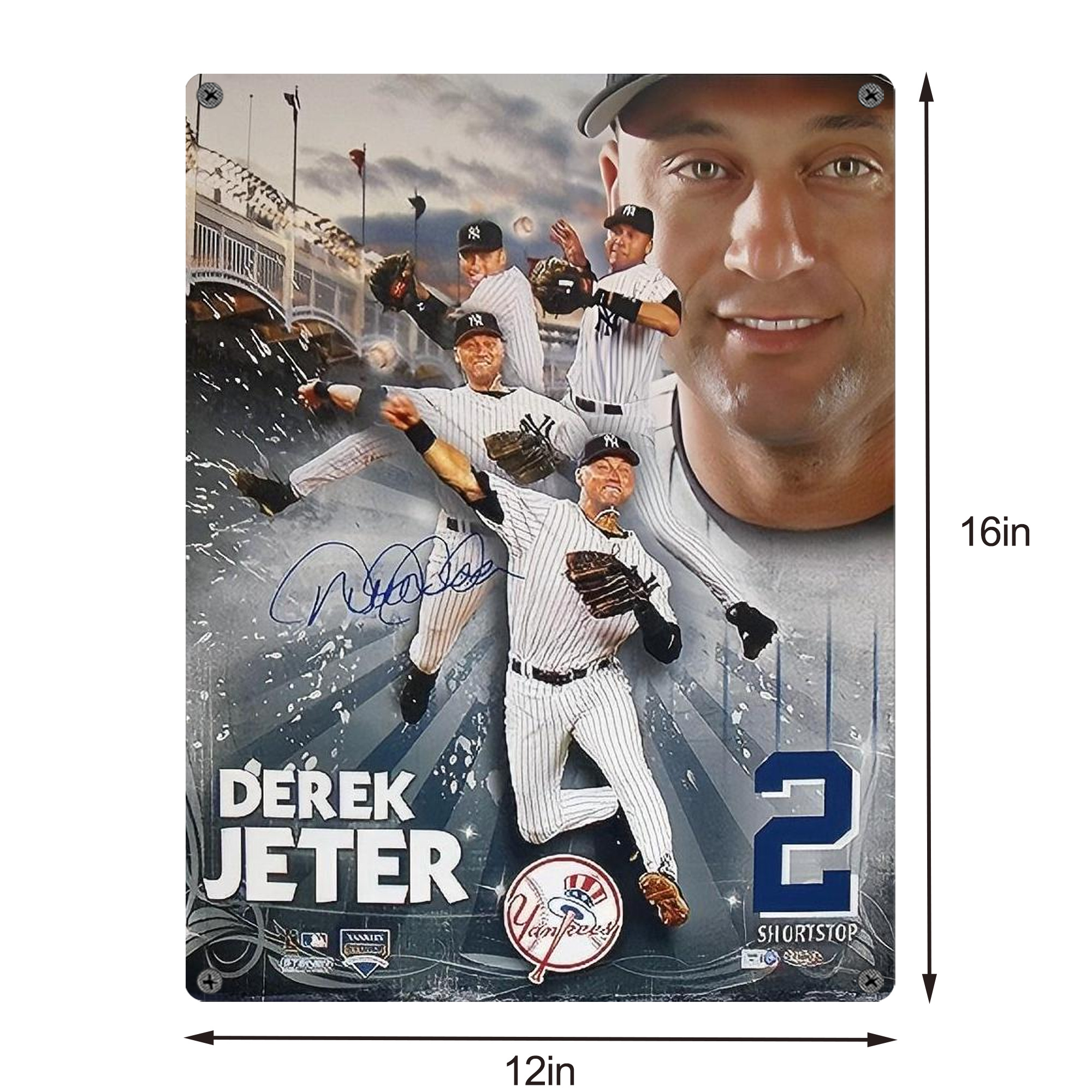 Derek Jeter 109 Vintage Metal Tin Sign 12x16inch – Retro Wall Art Decor For Home, Bar, Kitchen, Bedroom, Office – Durable Iron Sheet Poster, Easy To Hang, Full-Color Printing