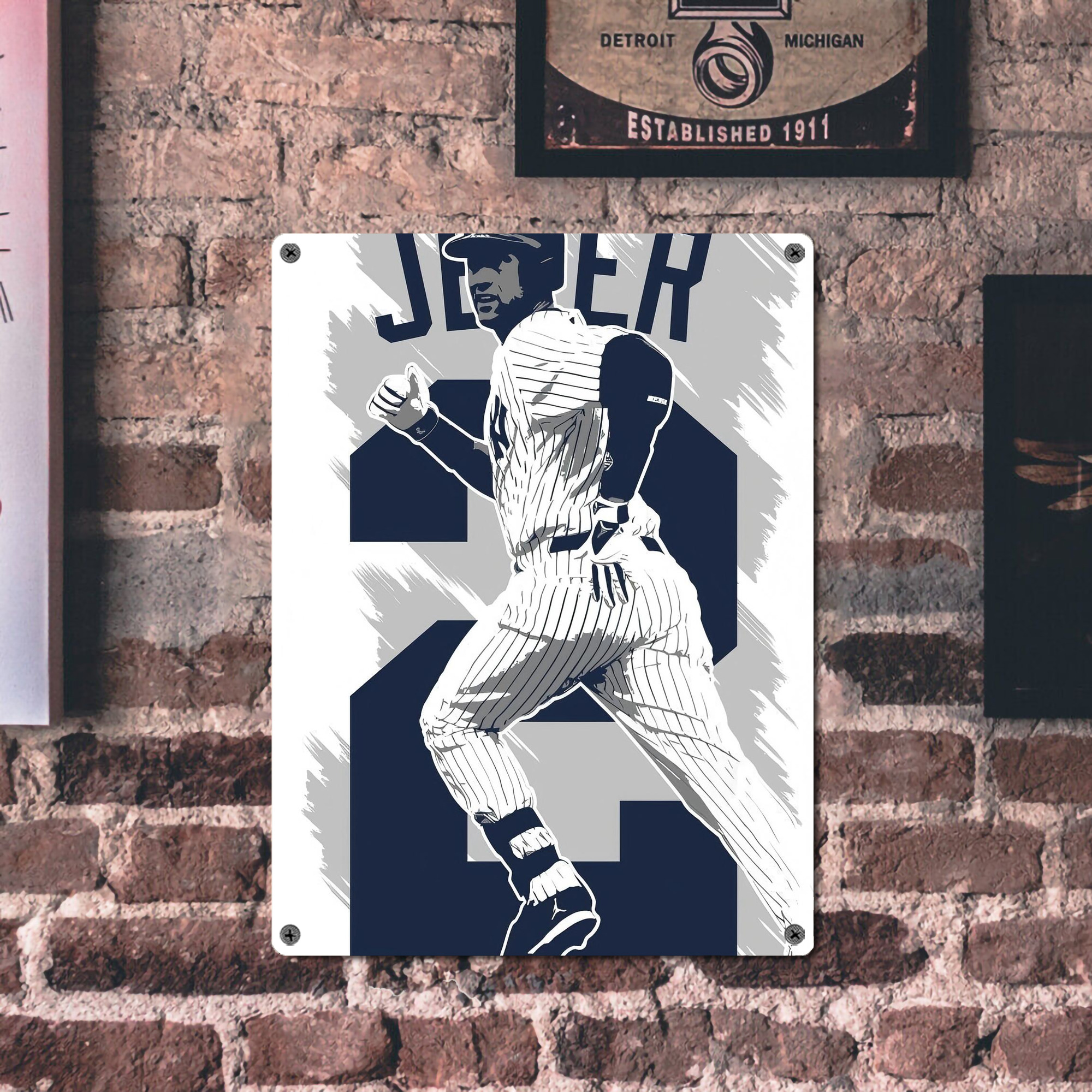 Derek Jeter 113 Vintage Metal Tin Sign 12x16inch – Retro Wall Art Decor For Home, Bar, Kitchen, Bedroom, Office – Durable Iron Sheet Poster, Easy To Hang, Full-Color Printing
