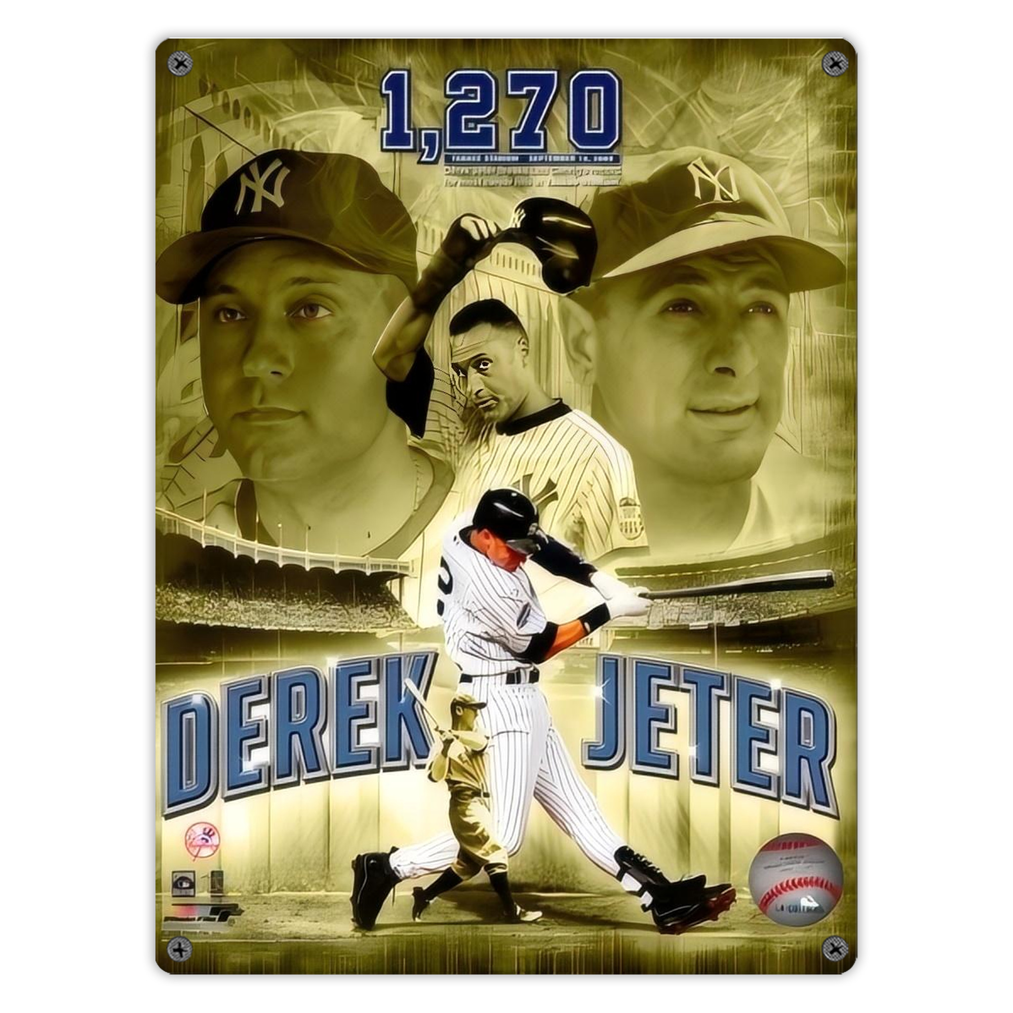 Derek Jeter 23 Vintage Metal Tin Sign 12x16inch – Retro Wall Art Decor For Home, Bar, Kitchen, Bedroom, Office – Durable Iron Sheet Poster, Easy To Hang, Full-Color Printing