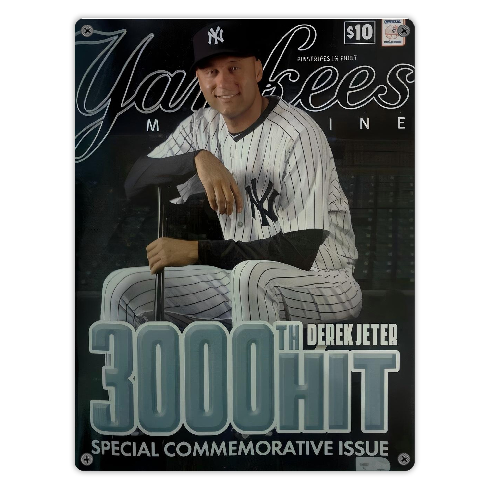 Derek Jeter 43 Vintage Metal Tin Sign 12x16inch – Retro Wall Art Decor For Home, Bar, Kitchen, Bedroom, Office – Durable Iron Sheet Poster, Easy To Hang, Full-Color Printing