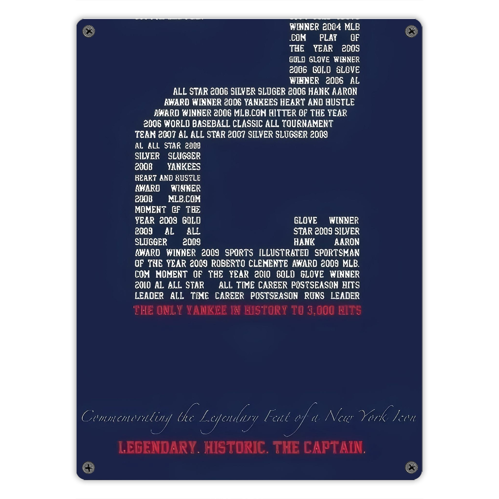 Derek Jeter 44 Vintage Metal Tin Sign 12x16inch – Retro Wall Art Decor For Home, Bar, Kitchen, Bedroom, Office – Durable Iron Sheet Poster, Easy To Hang, Full-Color Printing