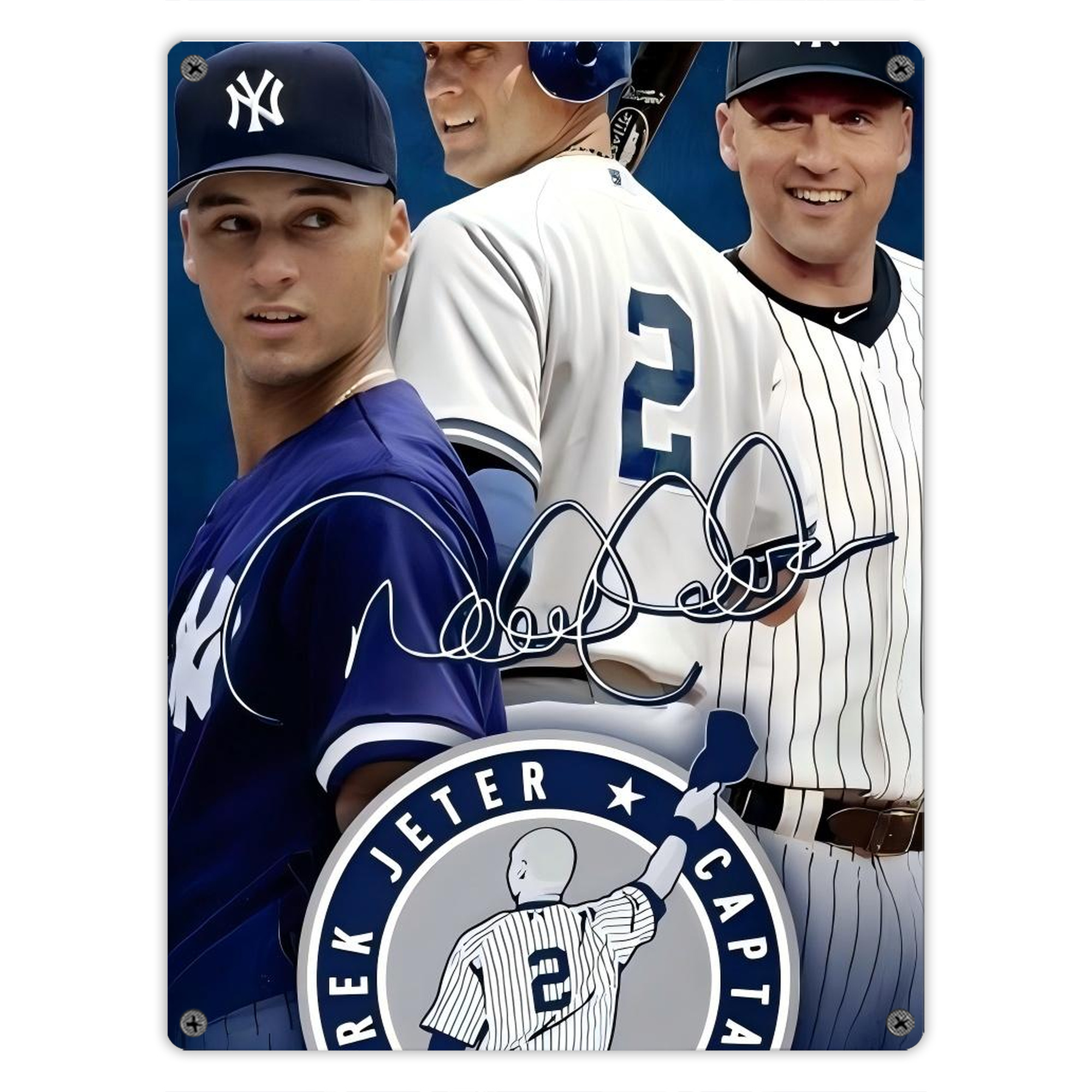 Derek Jeter 47 Vintage Metal Tin Sign 12x16inch – Retro Wall Art Decor For Home, Bar, Kitchen, Bedroom, Office – Durable Iron Sheet Poster, Easy To Hang, Full-Color Printing