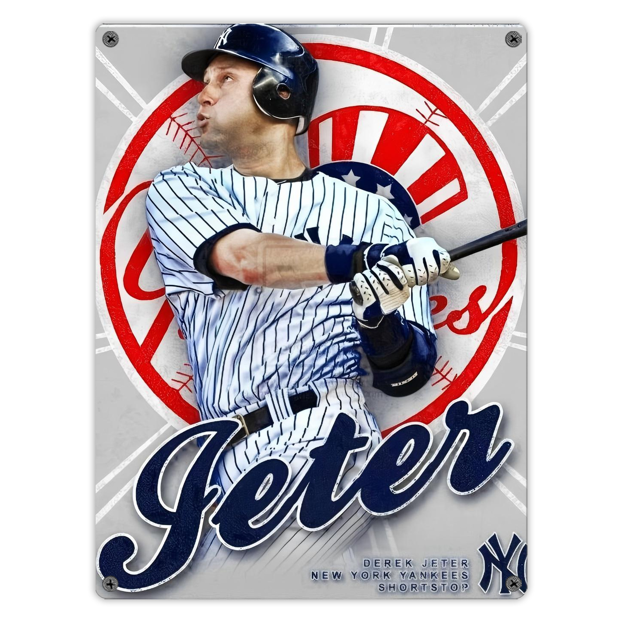 Derek Jeter 62 Vintage Metal Tin Sign 12x16inch – Retro Wall Art Decor For Home, Bar, Kitchen, Bedroom, Office – Durable Iron Sheet Poster, Easy To Hang, Full-Color Printing