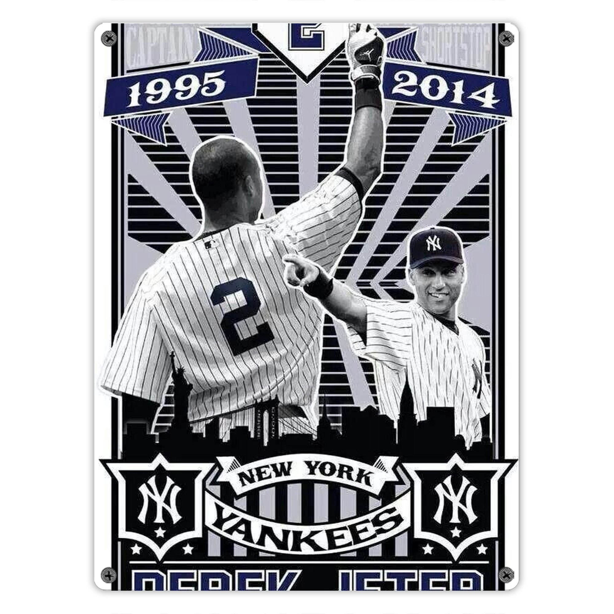 Derek Jeter 89 Vintage Metal Tin Sign 12x16inch – Retro Wall Art Decor For Home, Bar, Kitchen, Bedroom, Office – Durable Iron Sheet Poster, Easy To Hang, Full-Color Printing