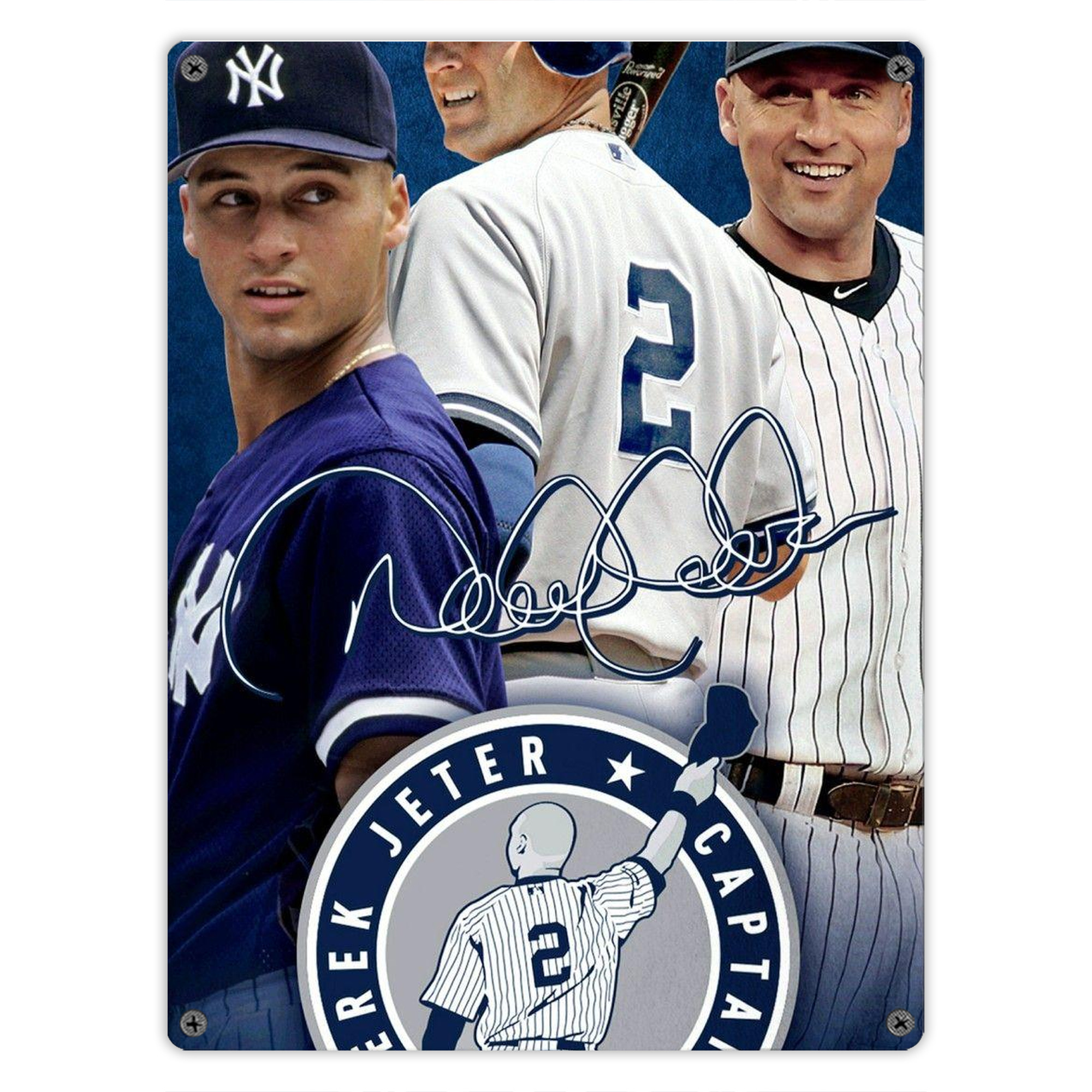 Derek Jeter 92 Vintage Metal Tin Sign 12x16inch – Retro Wall Art Decor For Home, Bar, Kitchen, Bedroom, Office – Durable Iron Sheet Poster, Easy To Hang, Full-Color Printing