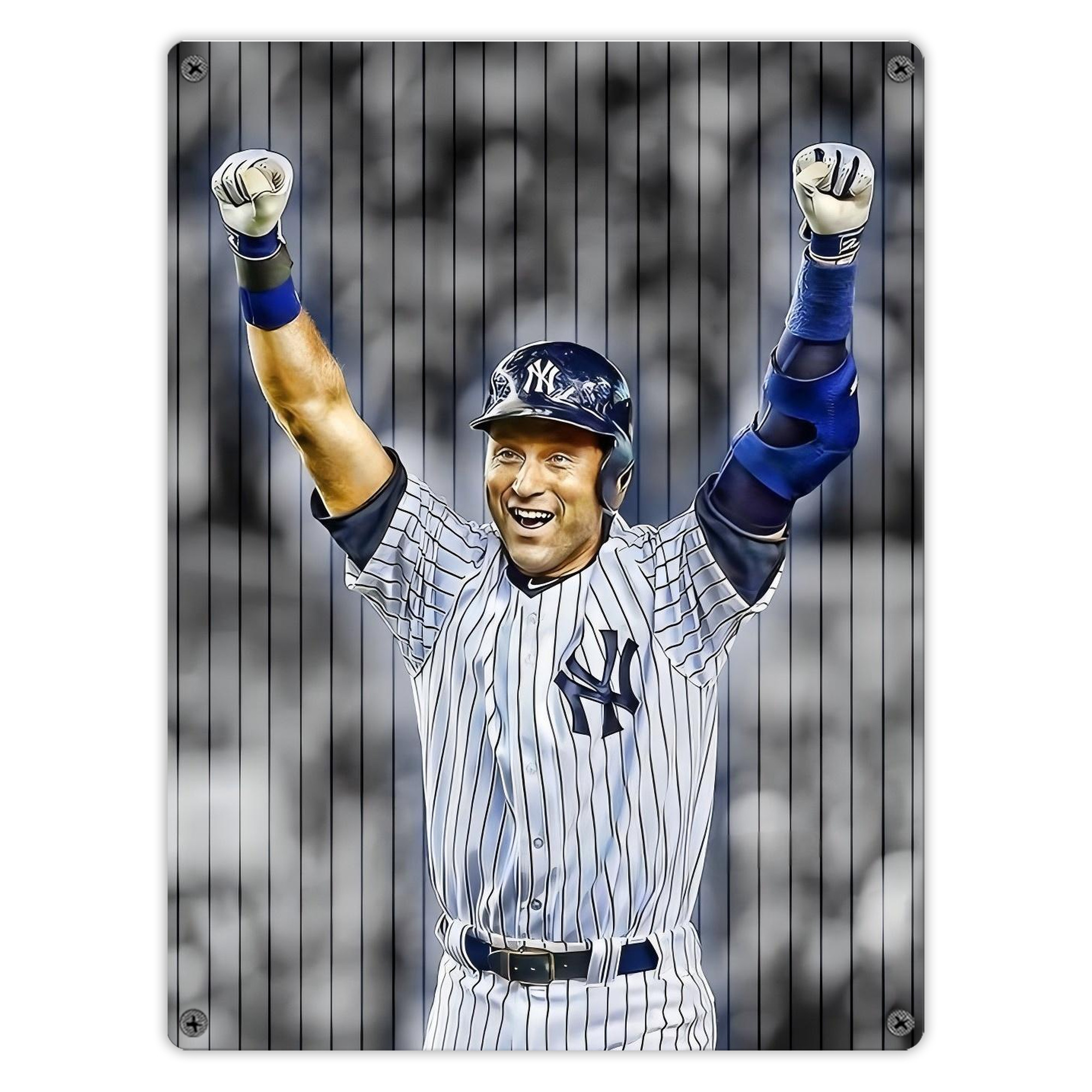 Derek Jeter 96 Vintage Metal Tin Sign 12x16inch – Retro Wall Art Decor For Home, Bar, Kitchen, Bedroom, Office – Durable Iron Sheet Poster, Easy To Hang, Full-Color Printing