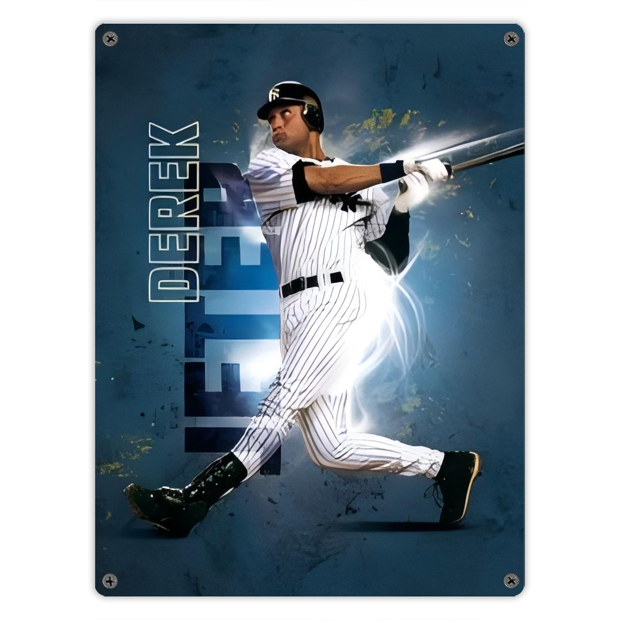 Derek Jeter 99 Vintage Metal Tin Sign 12x16inch – Retro Wall Art Decor For Home, Bar, Kitchen, Bedroom, Office – Durable Iron Sheet Poster, Easy To Hang, Full-Color Printing