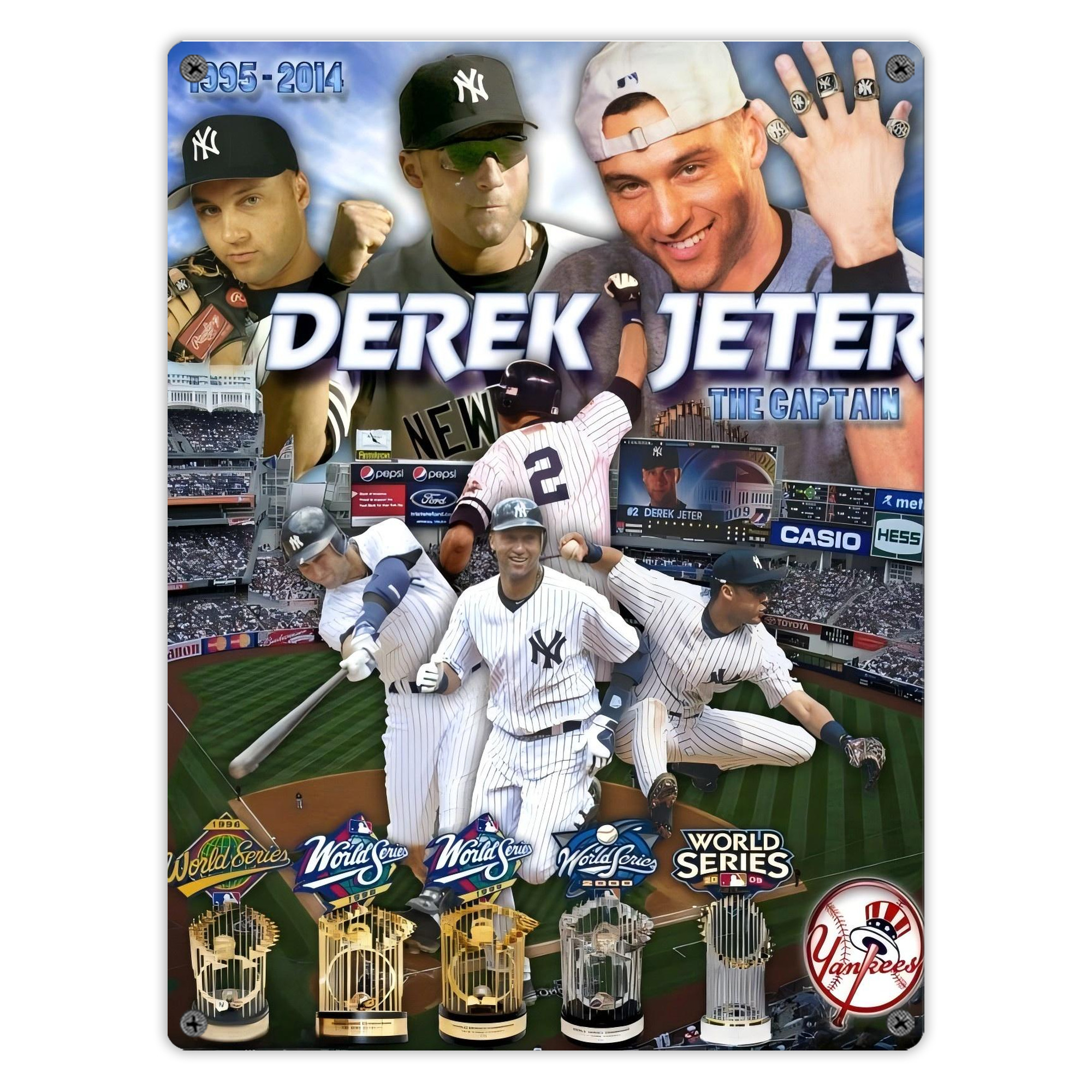 Derek Jeter 100 Vintage Metal Tin Sign 12x16inch – Retro Wall Art Decor For Home, Bar, Kitchen, Bedroom, Office – Durable Iron Sheet Poster, Easy To Hang, Full-Color Printing