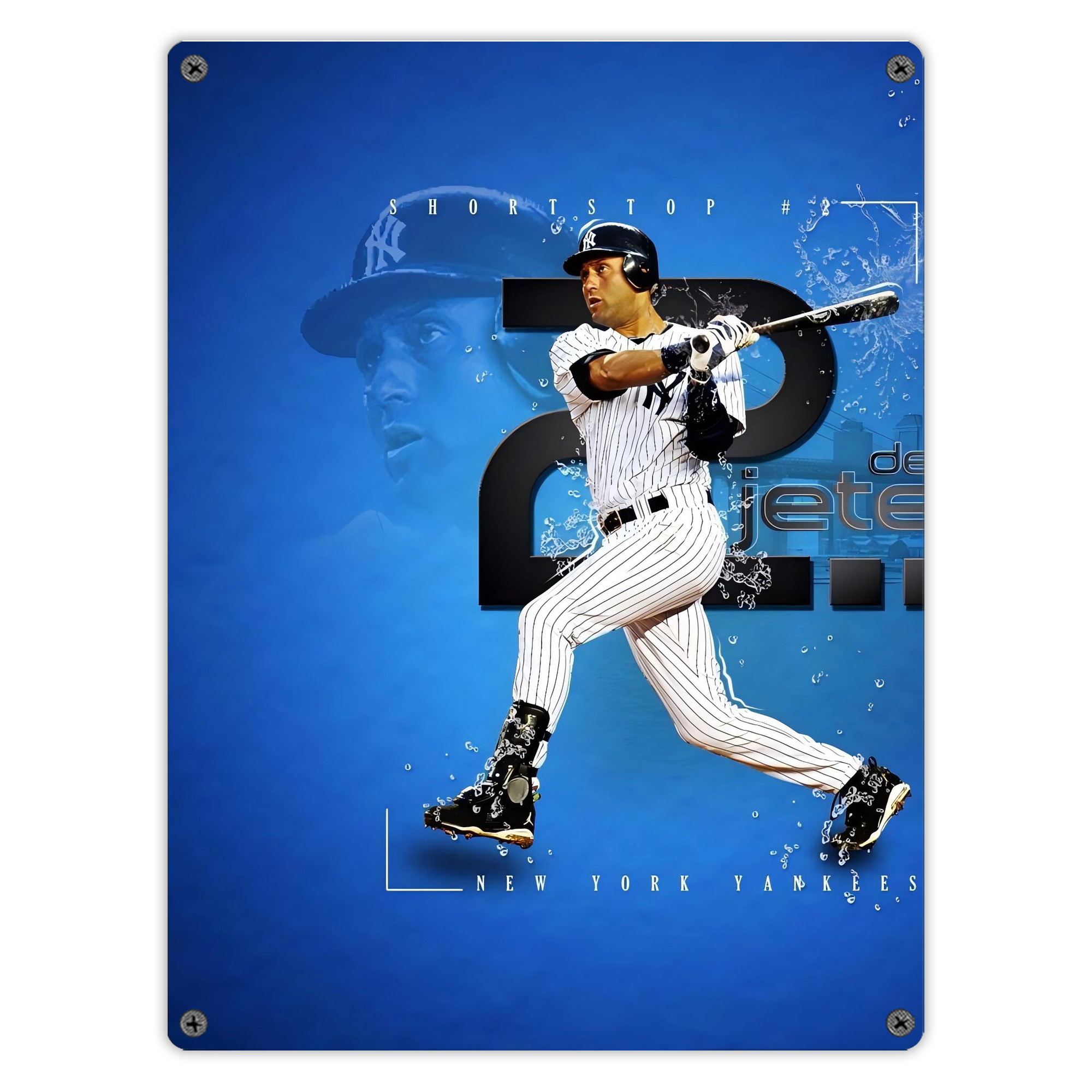 Derek Jeter 107 Vintage Metal Tin Sign 12x16inch – Retro Wall Art Decor For Home, Bar, Kitchen, Bedroom, Office – Durable Iron Sheet Poster, Easy To Hang, Full-Color Printing