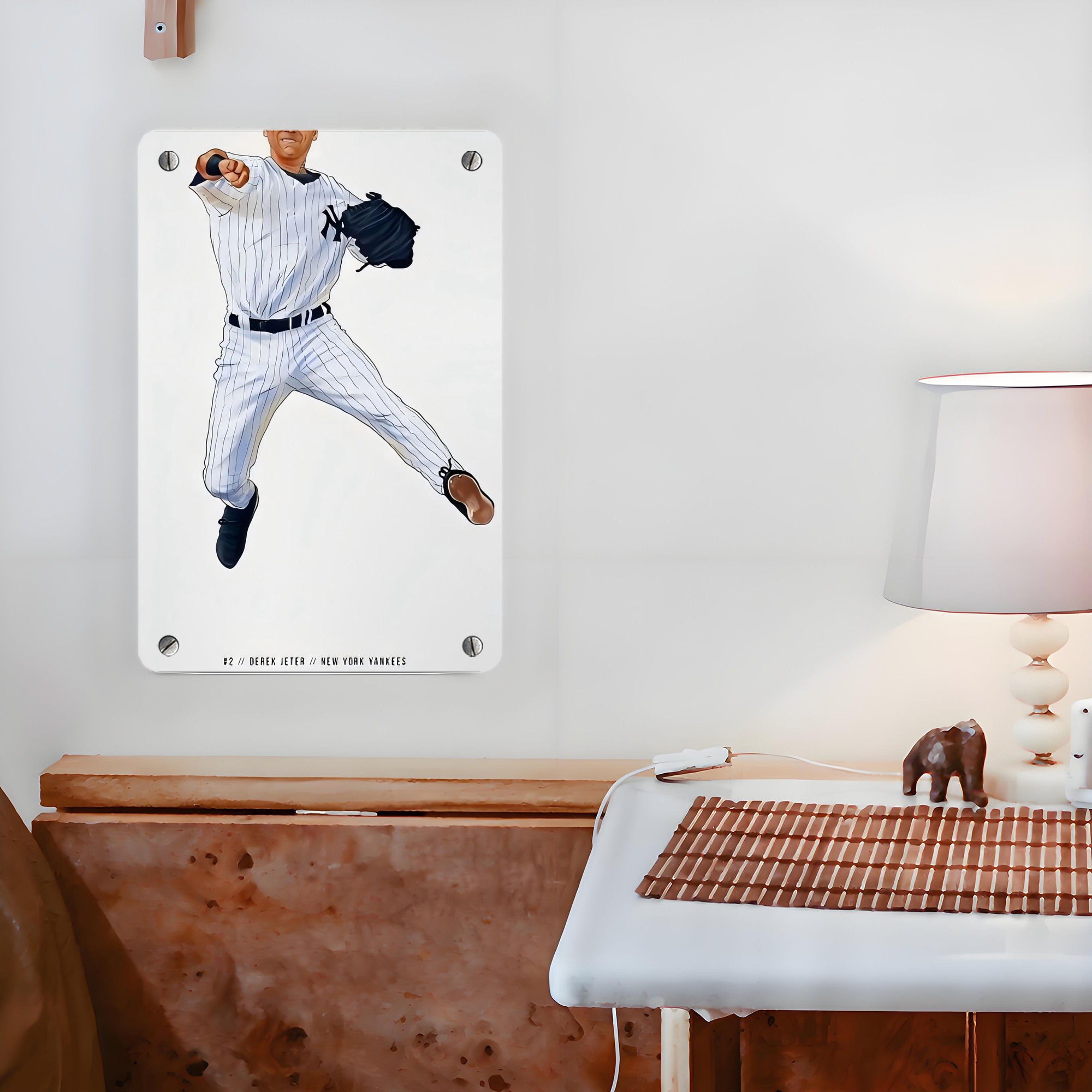Derek Jeter 17 Metal Tin Sign 8x12inch - High-Quality Full-Print Decorative Wall Art, Durable Rust-Resistant Metal Plaque For Living Room, Bedroom, Kitchen, Office, Bar Décor