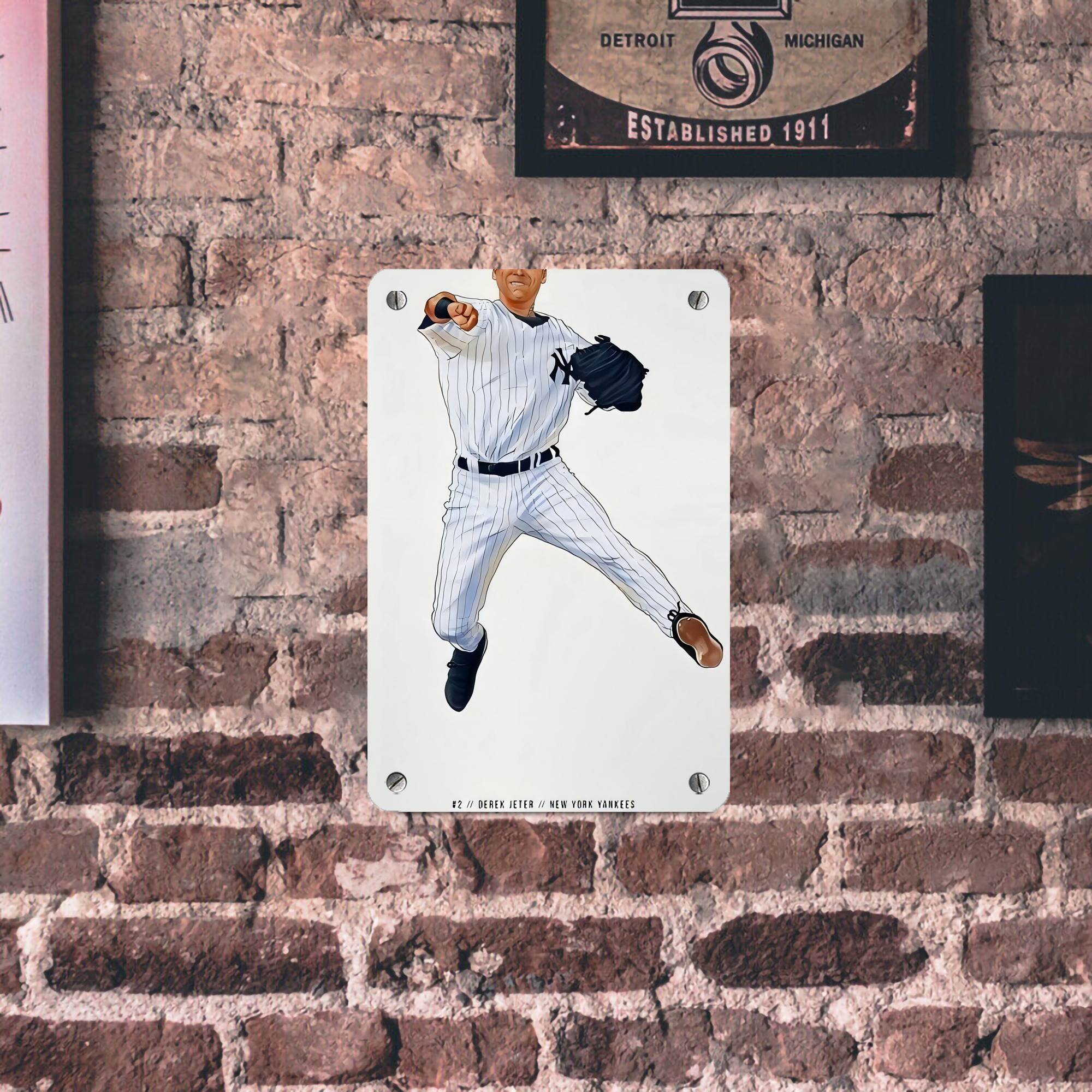 Derek Jeter 17 Metal Tin Sign 8x12inch - High-Quality Full-Print Decorative Wall Art, Durable Rust-Resistant Metal Plaque For Living Room, Bedroom, Kitchen, Office, Bar Décor