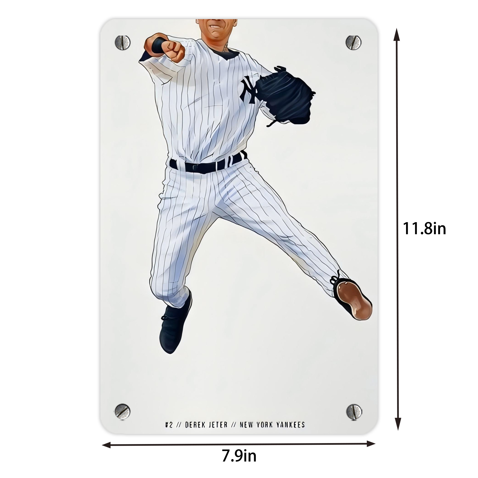 Derek Jeter 17 Metal Tin Sign 8x12inch - High-Quality Full-Print Decorative Wall Art, Durable Rust-Resistant Metal Plaque For Living Room, Bedroom, Kitchen, Office, Bar Décor