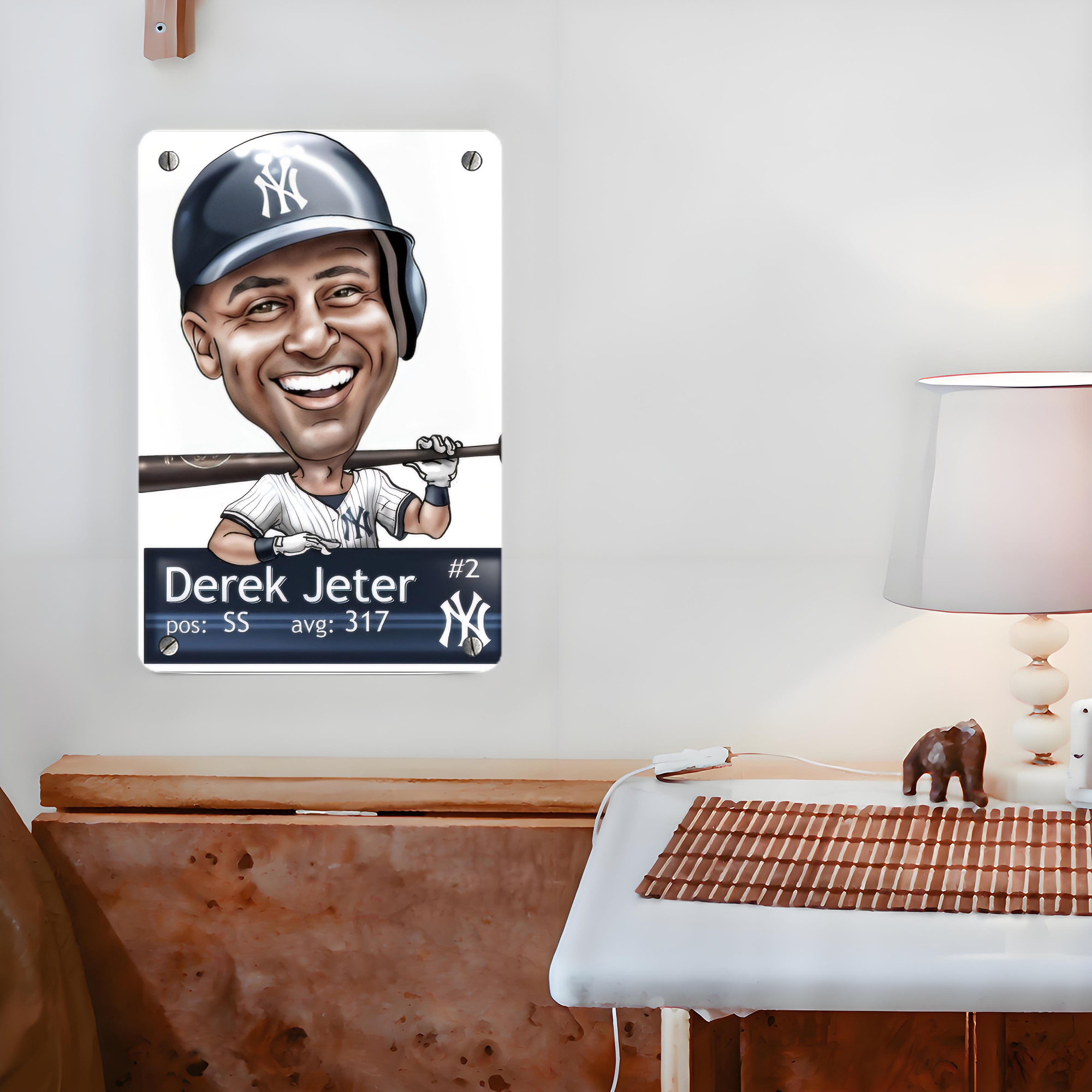 Derek Jeter 18 Metal Tin Sign 8x12inch - High-Quality Full-Print Decorative Wall Art, Durable Rust-Resistant Metal Plaque For Living Room, Bedroom, Kitchen, Office, Bar Décor