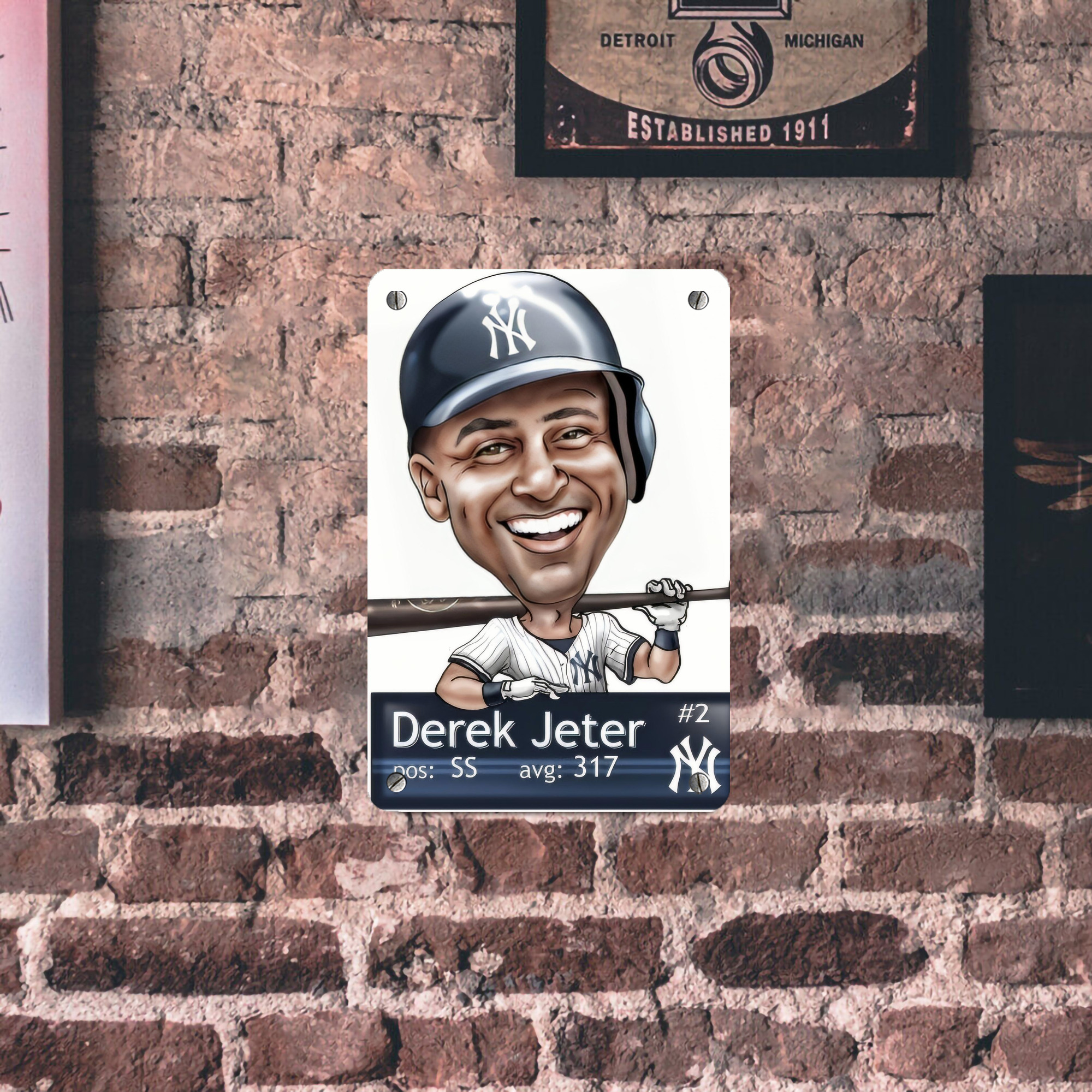 Derek Jeter 18 Metal Tin Sign 8x12inch - High-Quality Full-Print Decorative Wall Art, Durable Rust-Resistant Metal Plaque For Living Room, Bedroom, Kitchen, Office, Bar Décor
