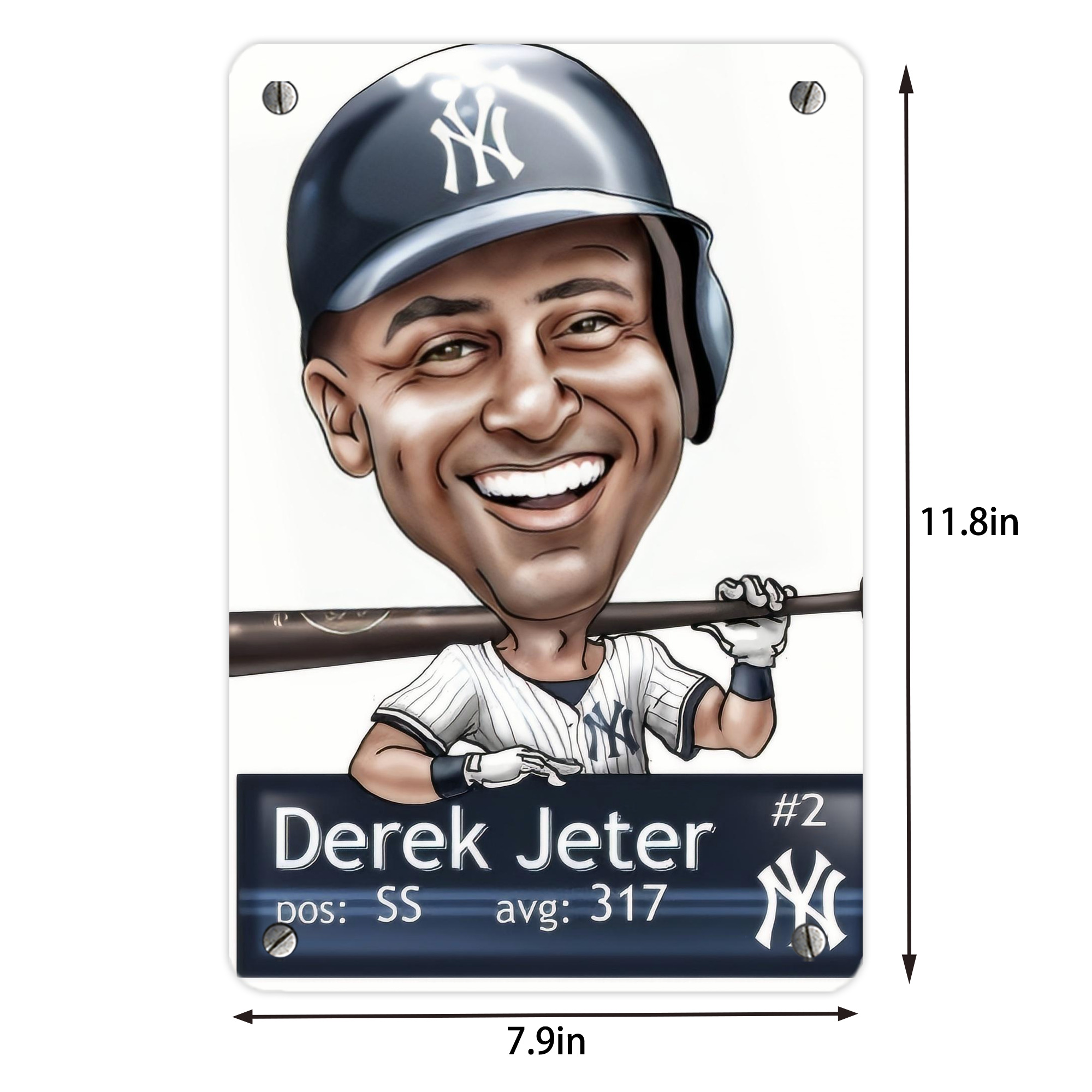Derek Jeter 18 Metal Tin Sign 8x12inch - High-Quality Full-Print Decorative Wall Art, Durable Rust-Resistant Metal Plaque For Living Room, Bedroom, Kitchen, Office, Bar Décor