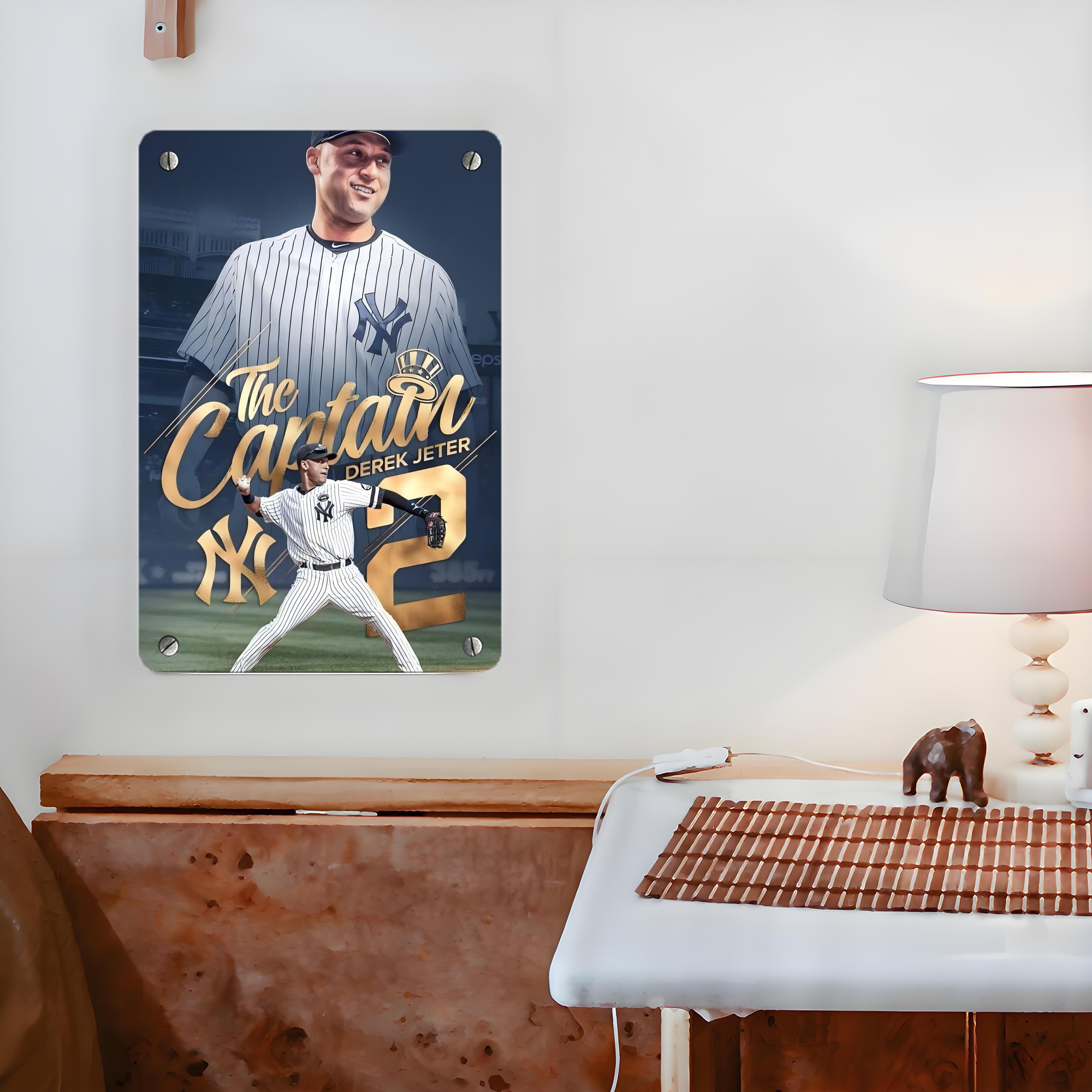 Derek Jeter 29 Metal Tin Sign 8x12inch - High-Quality Full-Print Decorative Wall Art, Durable Rust-Resistant Metal Plaque For Living Room, Bedroom, Kitchen, Office, Bar Décor