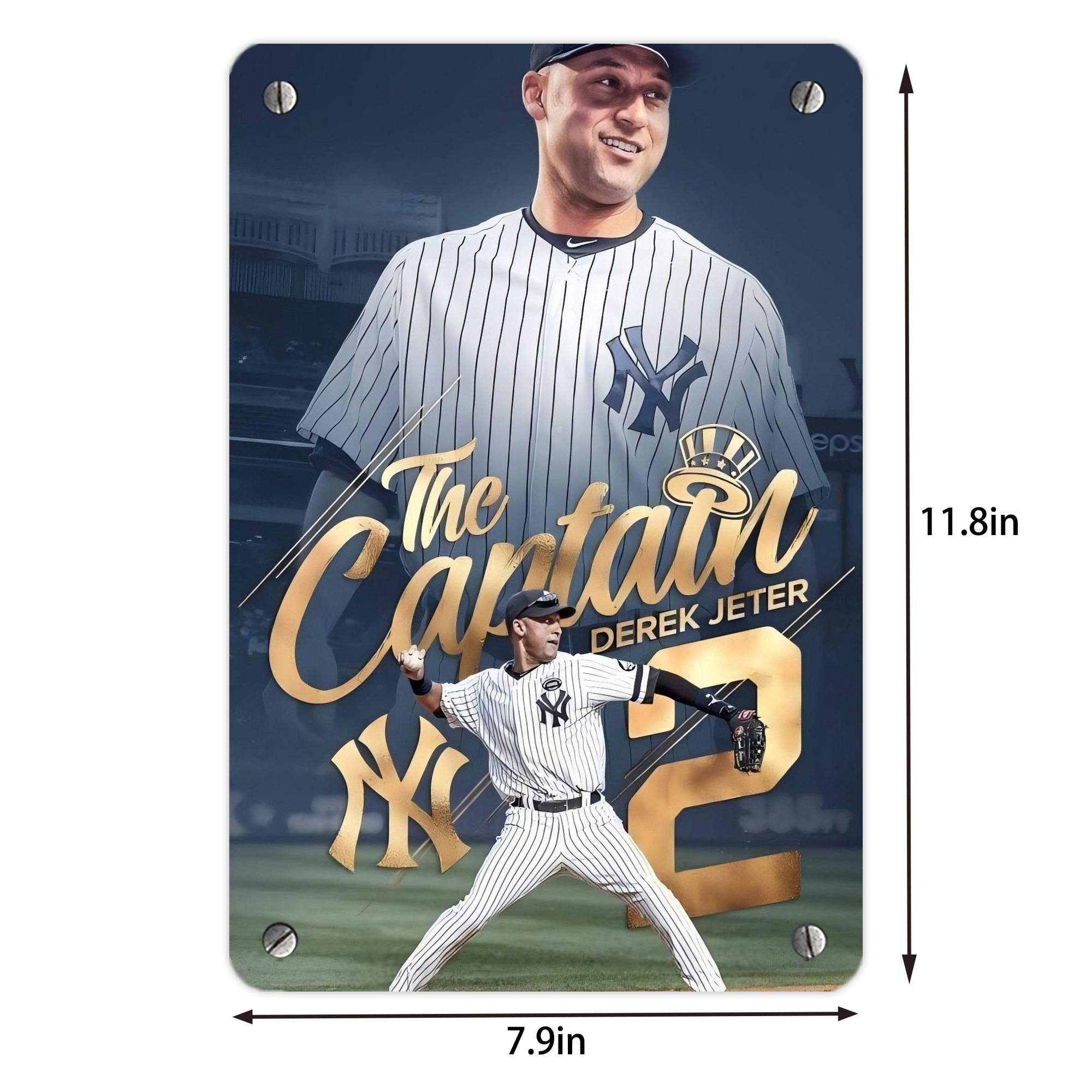 Derek Jeter 29 Metal Tin Sign 8x12inch - High-Quality Full-Print Decorative Wall Art, Durable Rust-Resistant Metal Plaque For Living Room, Bedroom, Kitchen, Office, Bar Décor