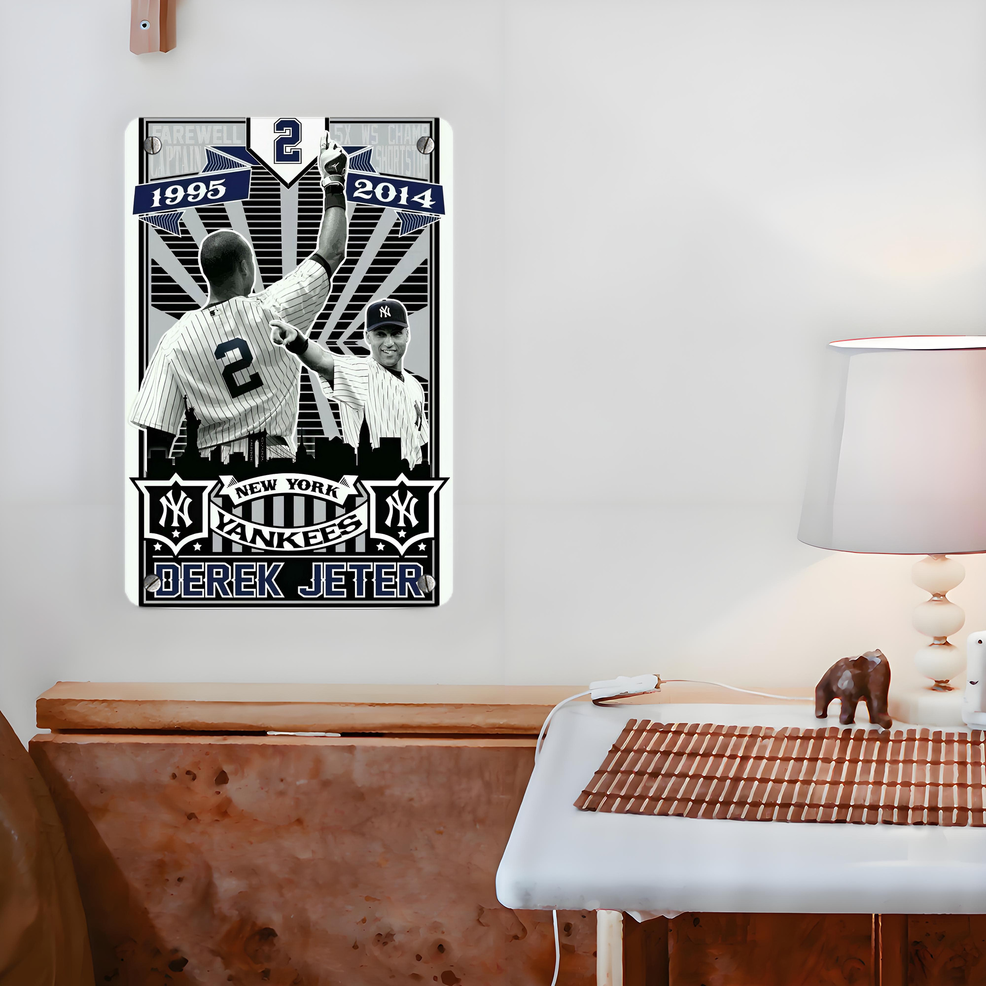 Derek Jeter 34 Metal Tin Sign 8x12inch - High-Quality Full-Print Decorative Wall Art, Durable Rust-Resistant Metal Plaque For Living Room, Bedroom, Kitchen, Office, Bar Décor