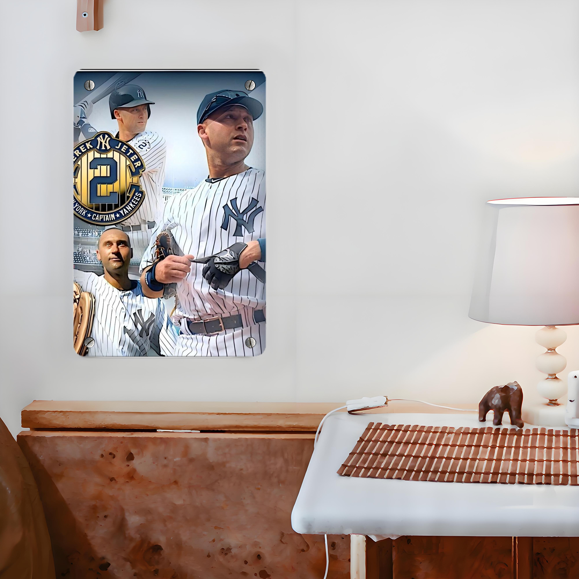 Derek Jeter 40 Metal Tin Sign 8x12inch - High-Quality Full-Print Decorative Wall Art, Durable Rust-Resistant Metal Plaque For Living Room, Bedroom, Kitchen, Office, Bar Décor