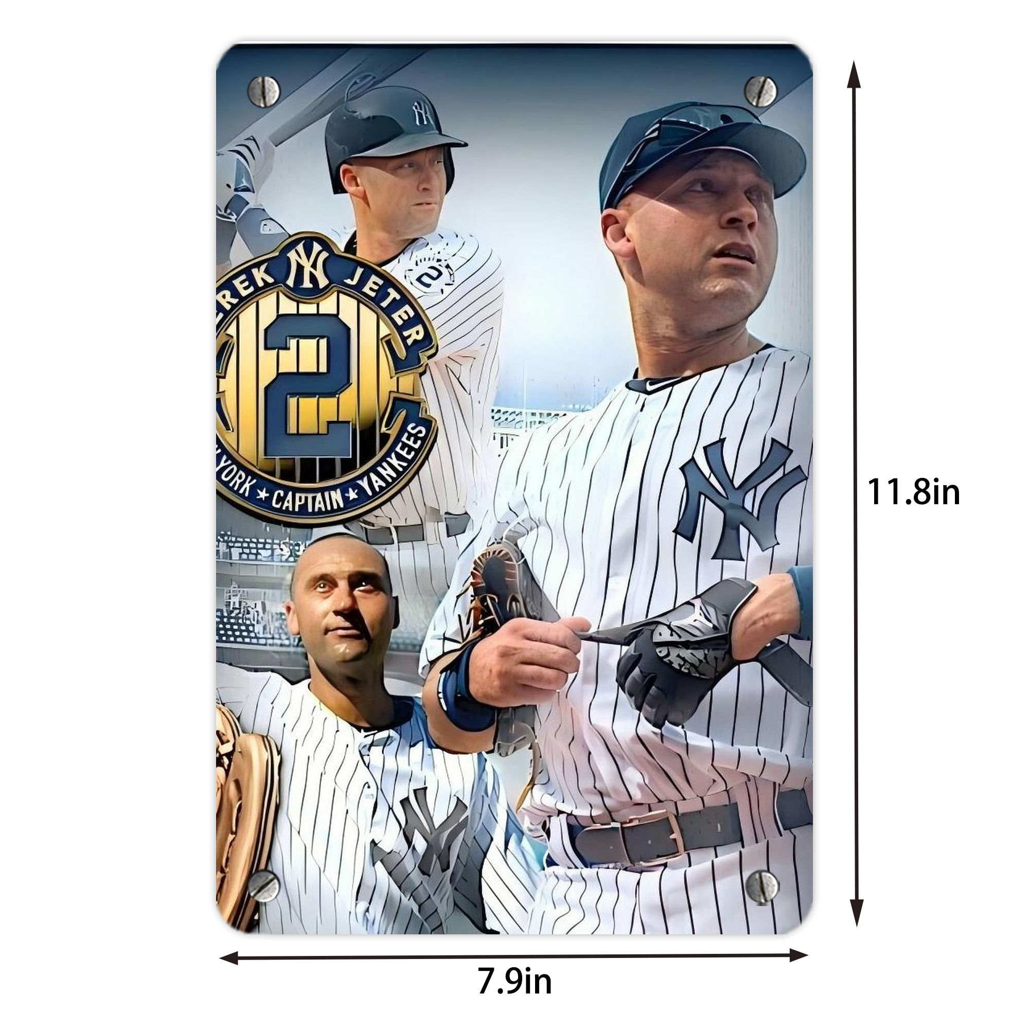 Derek Jeter 40 Metal Tin Sign 8x12inch - High-Quality Full-Print Decorative Wall Art, Durable Rust-Resistant Metal Plaque For Living Room, Bedroom, Kitchen, Office, Bar Décor