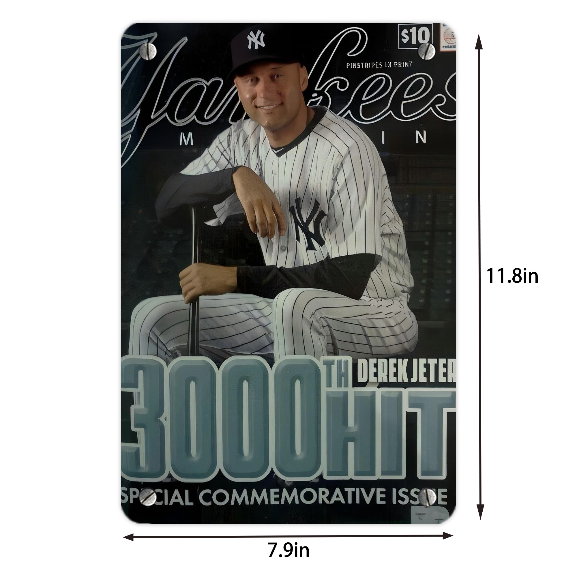 Derek Jeter 43 Metal Tin Sign 8x12inch - High-Quality Full-Print Decorative Wall Art, Durable Rust-Resistant Metal Plaque For Living Room, Bedroom, Kitchen, Office, Bar Décor