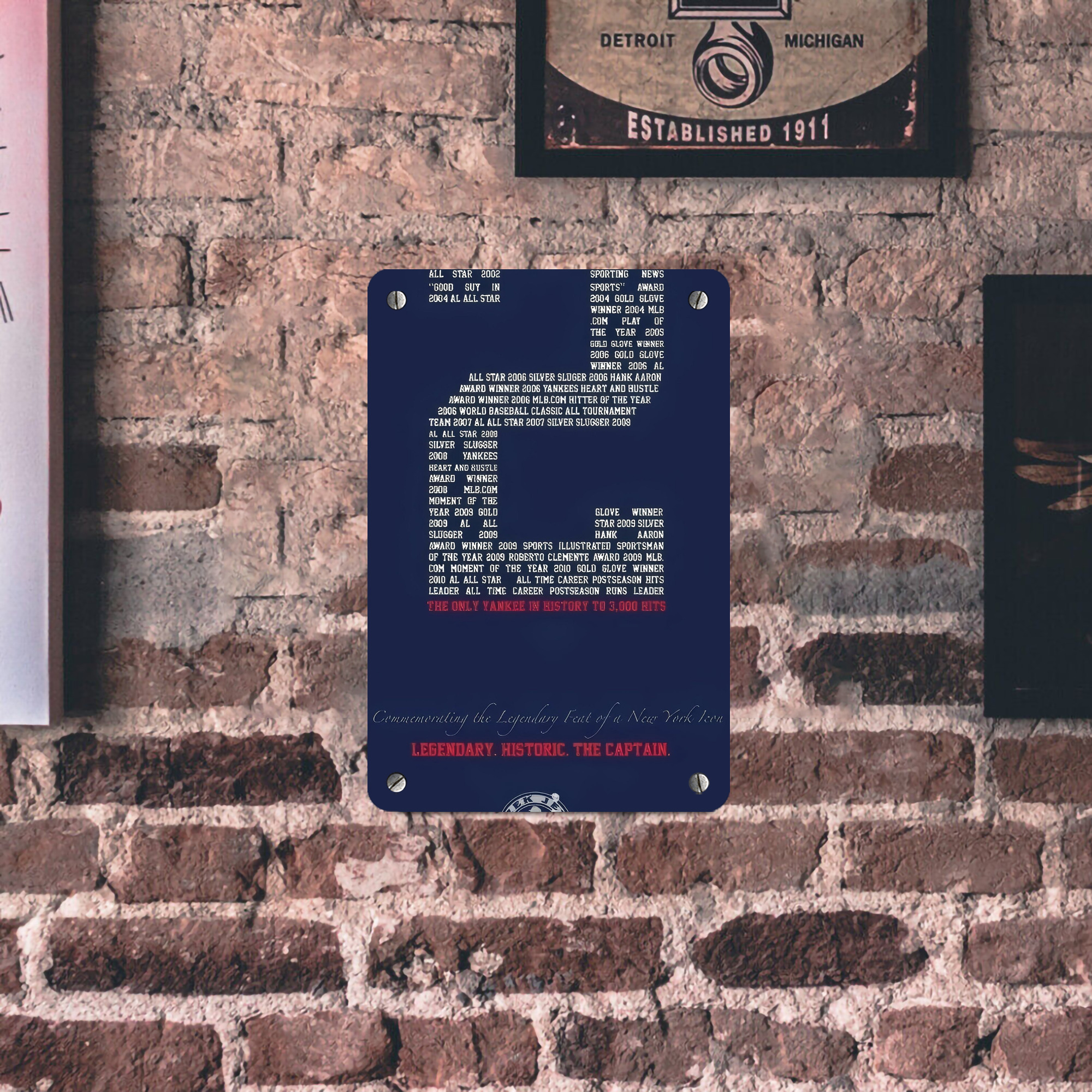 Derek Jeter 44 Metal Tin Sign 8x12inch - High-Quality Full-Print Decorative Wall Art, Durable Rust-Resistant Metal Plaque For Living Room, Bedroom, Kitchen, Office, Bar Décor