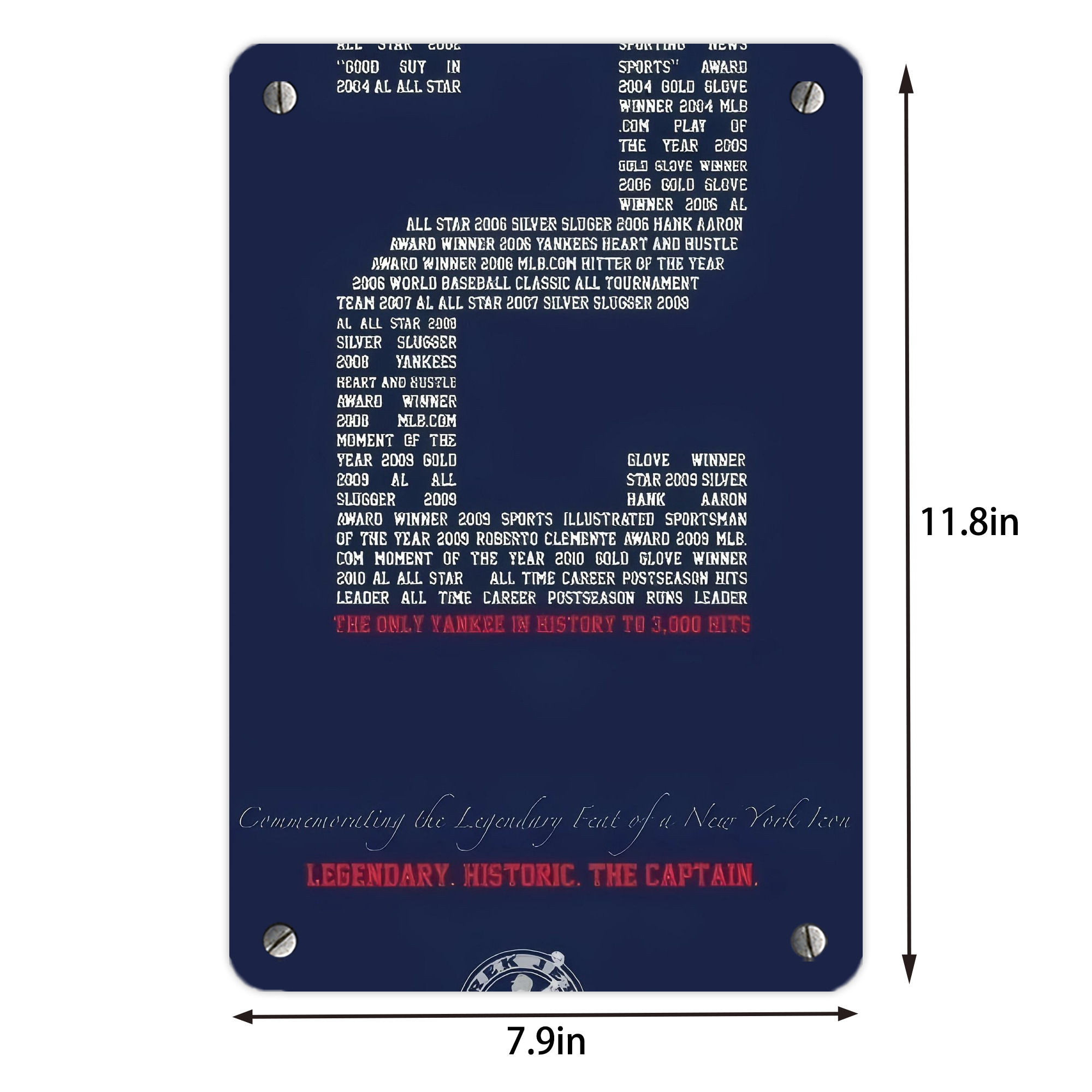 Derek Jeter 44 Metal Tin Sign 8x12inch - High-Quality Full-Print Decorative Wall Art, Durable Rust-Resistant Metal Plaque For Living Room, Bedroom, Kitchen, Office, Bar Décor