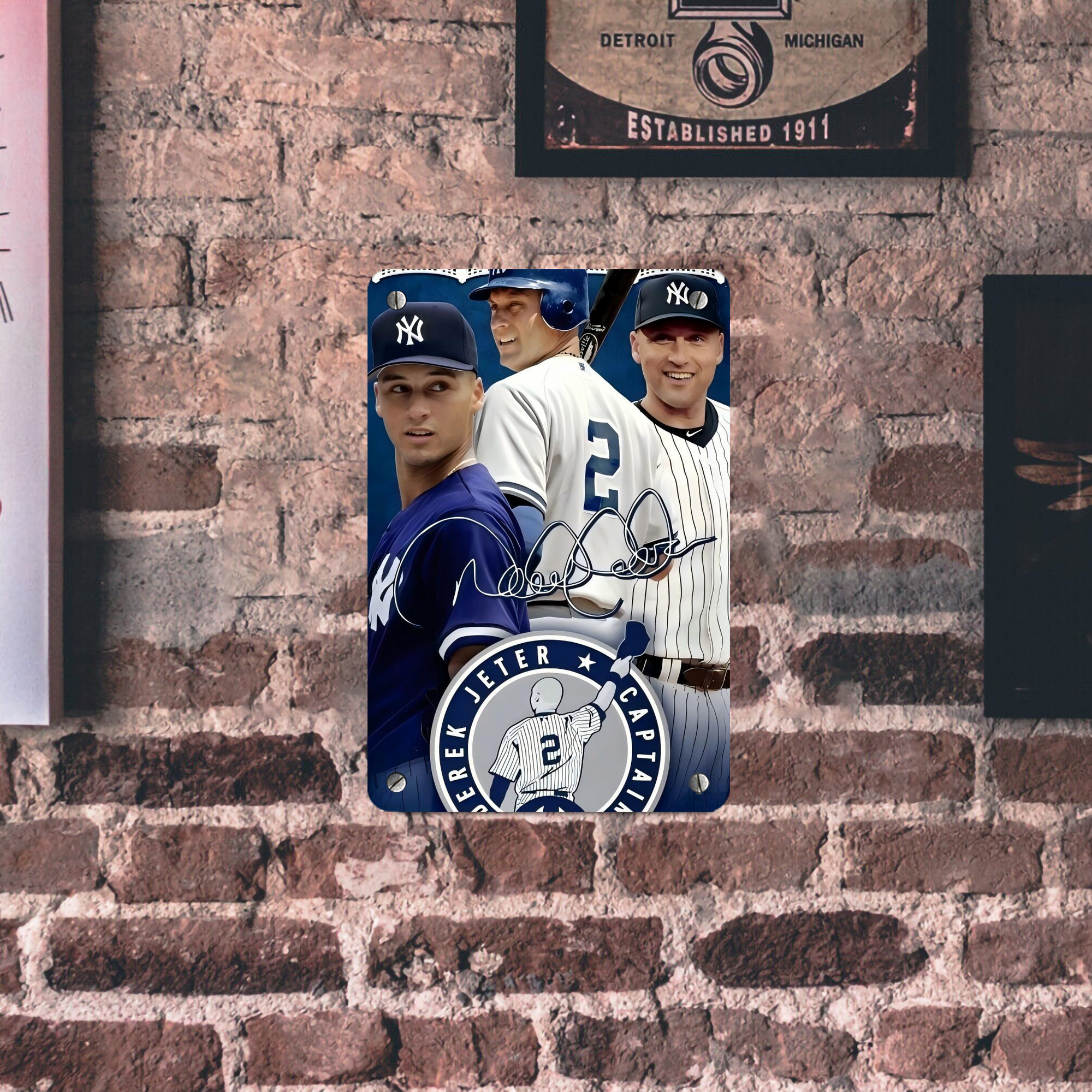 Derek Jeter 47 Metal Tin Sign 8x12inch - High-Quality Full-Print Decorative Wall Art, Durable Rust-Resistant Metal Plaque For Living Room, Bedroom, Kitchen, Office, Bar Décor