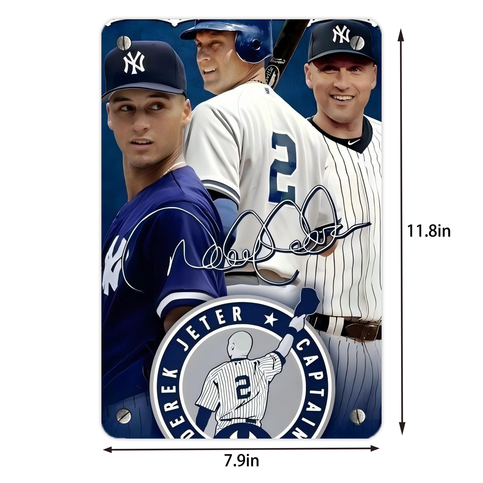 Derek Jeter 47 Metal Tin Sign 8x12inch - High-Quality Full-Print Decorative Wall Art, Durable Rust-Resistant Metal Plaque For Living Room, Bedroom, Kitchen, Office, Bar Décor