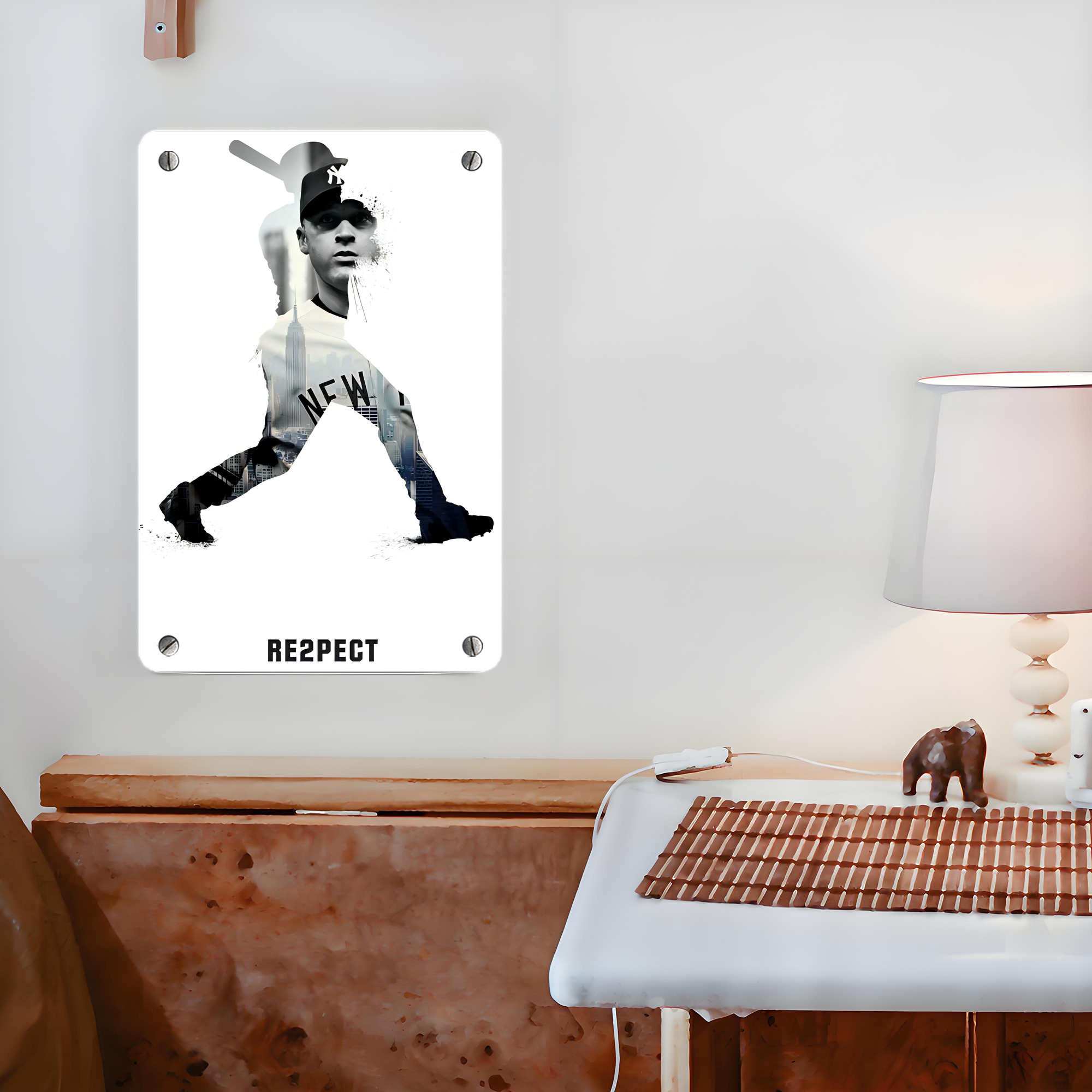 Derek Jeter 54 Metal Tin Sign 8x12inch - High-Quality Full-Print Decorative Wall Art, Durable Rust-Resistant Metal Plaque For Living Room, Bedroom, Kitchen, Office, Bar Décor