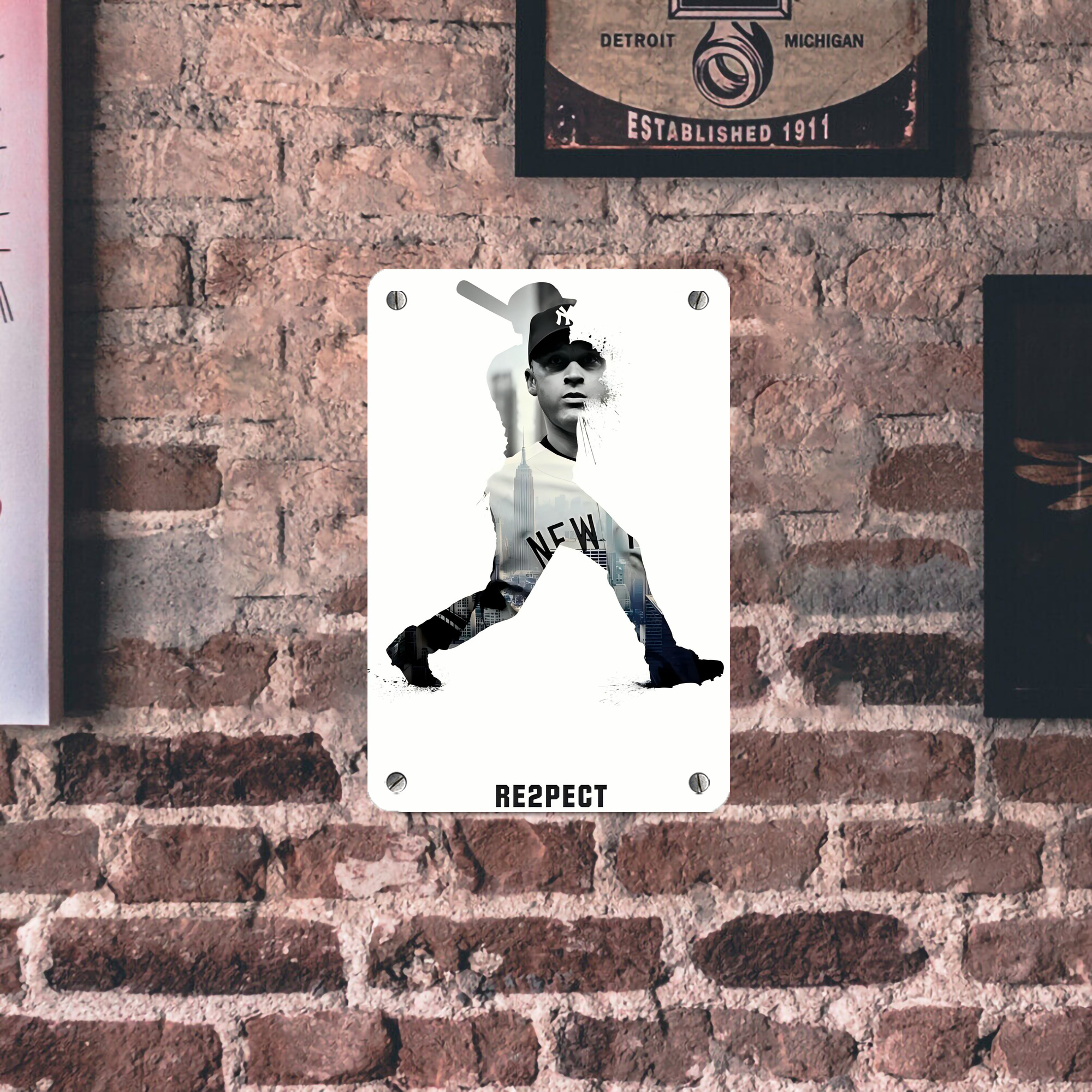 Derek Jeter 54 Metal Tin Sign 8x12inch - High-Quality Full-Print Decorative Wall Art, Durable Rust-Resistant Metal Plaque For Living Room, Bedroom, Kitchen, Office, Bar Décor
