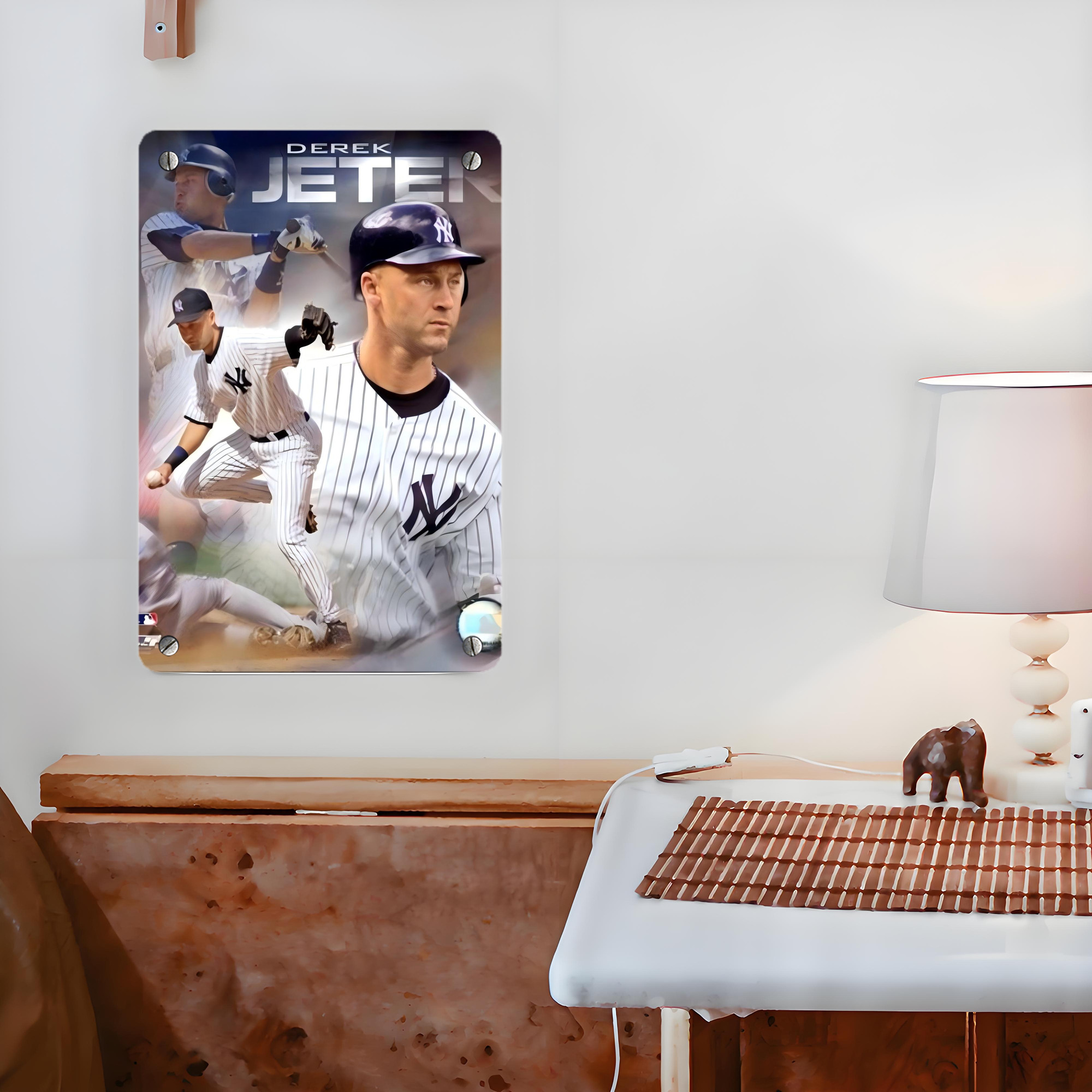 Derek Jeter 60 Metal Tin Sign 8x12inch - High-Quality Full-Print Decorative Wall Art, Durable Rust-Resistant Metal Plaque For Living Room, Bedroom, Kitchen, Office, Bar Décor