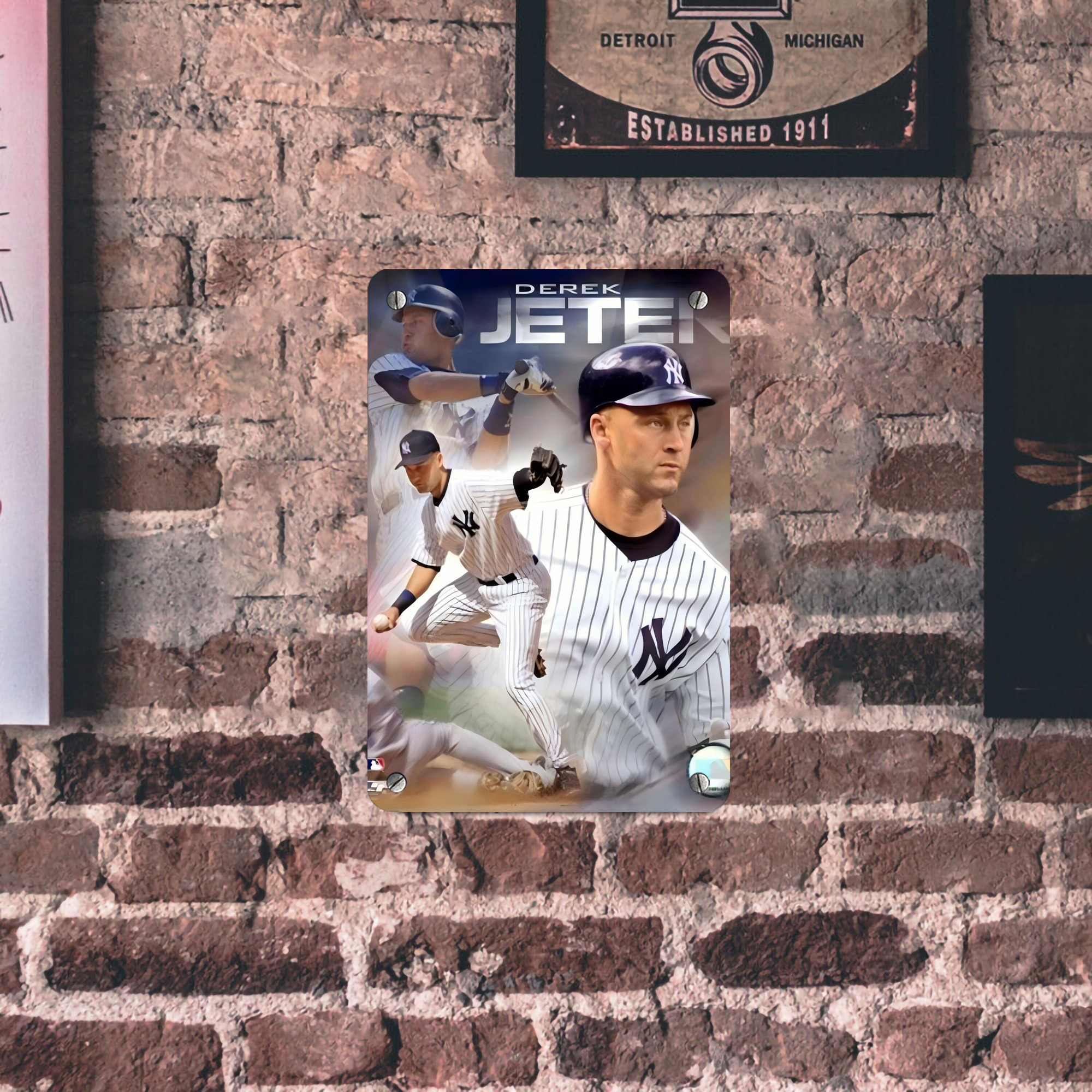 Derek Jeter 60 Metal Tin Sign 8x12inch - High-Quality Full-Print Decorative Wall Art, Durable Rust-Resistant Metal Plaque For Living Room, Bedroom, Kitchen, Office, Bar Décor