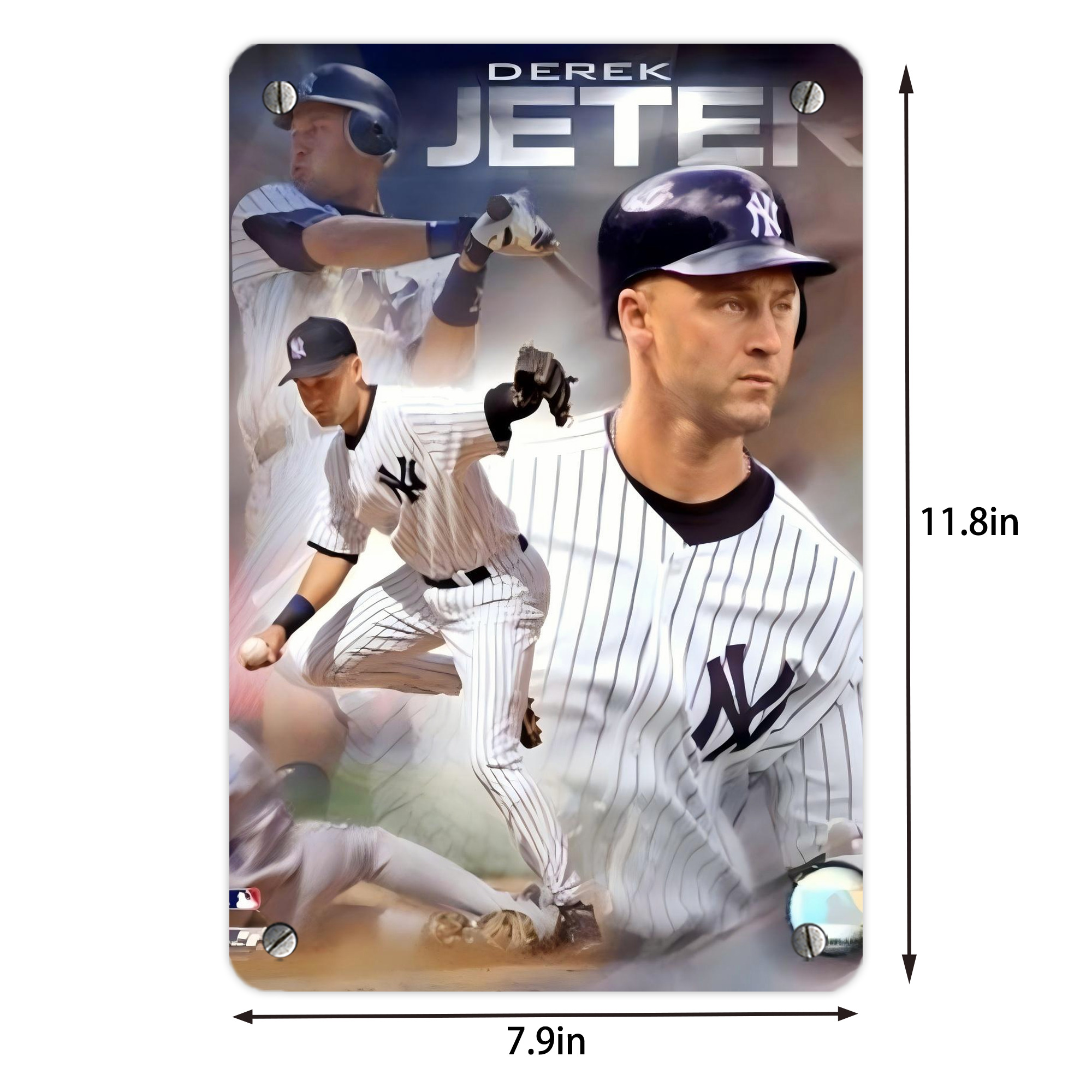 Derek Jeter 60 Metal Tin Sign 8x12inch - High-Quality Full-Print Decorative Wall Art, Durable Rust-Resistant Metal Plaque For Living Room, Bedroom, Kitchen, Office, Bar Décor