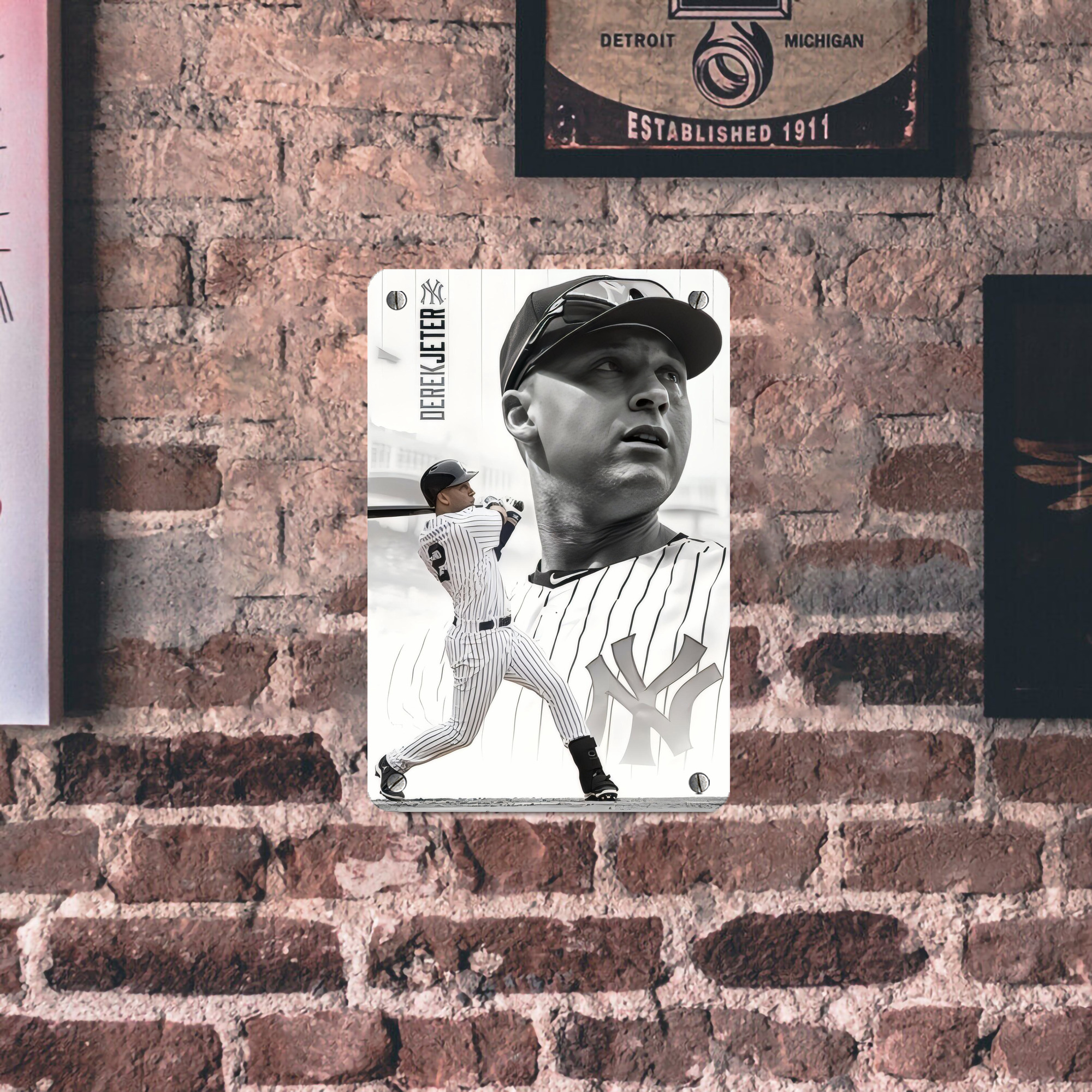 Derek Jeter 61 Metal Tin Sign 8x12inch - High-Quality Full-Print Decorative Wall Art, Durable Rust-Resistant Metal Plaque For Living Room, Bedroom, Kitchen, Office, Bar Décor