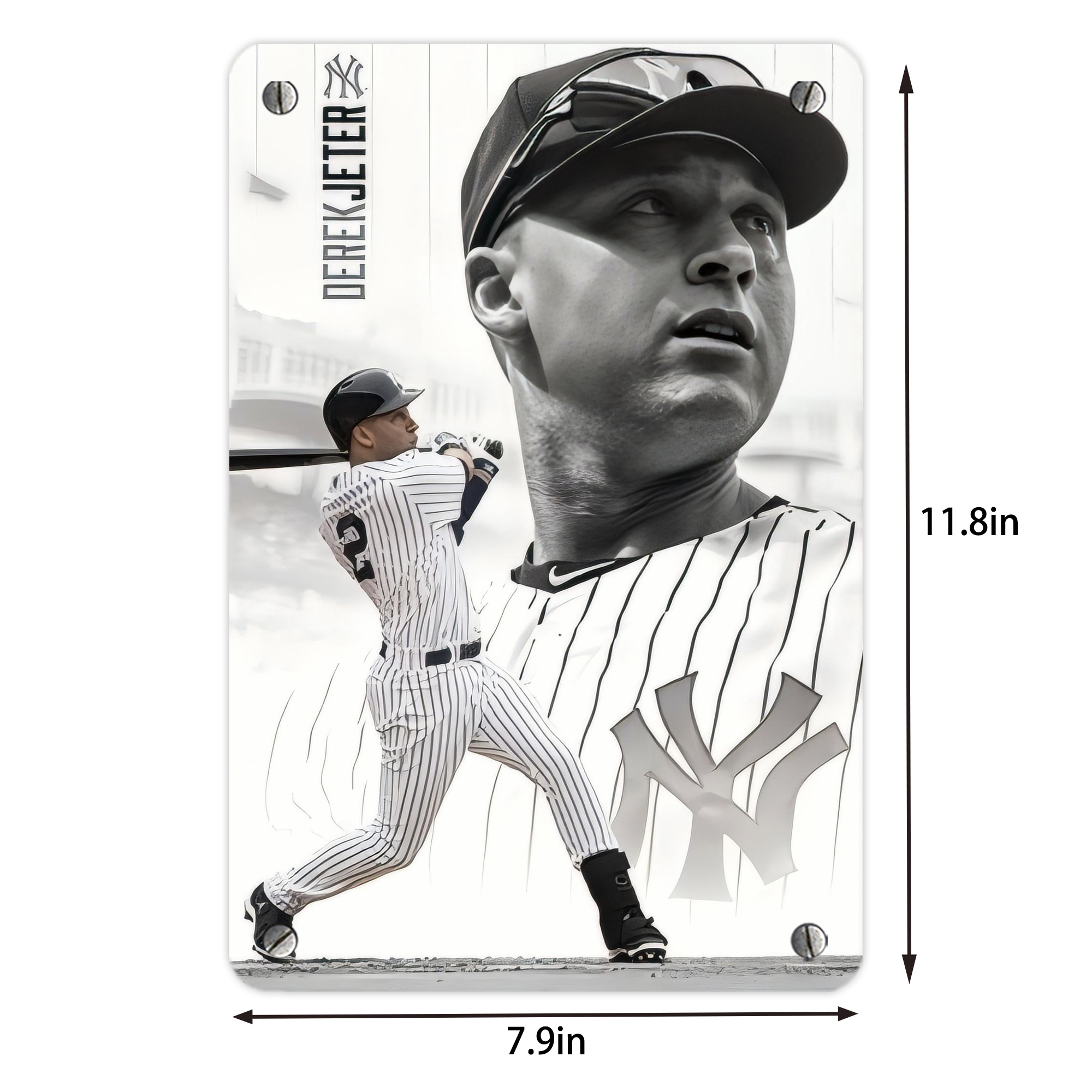 Derek Jeter 61 Metal Tin Sign 8x12inch - High-Quality Full-Print Decorative Wall Art, Durable Rust-Resistant Metal Plaque For Living Room, Bedroom, Kitchen, Office, Bar Décor