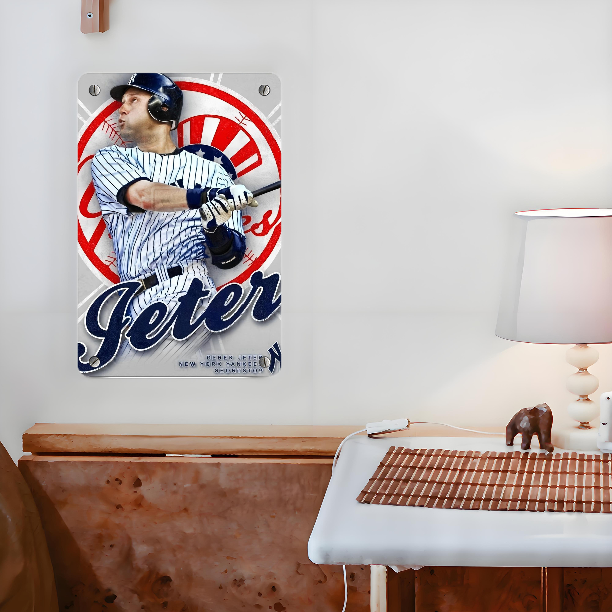 Derek Jeter 62 Metal Tin Sign 8x12inch - High-Quality Full-Print Decorative Wall Art, Durable Rust-Resistant Metal Plaque For Living Room, Bedroom, Kitchen, Office, Bar Décor