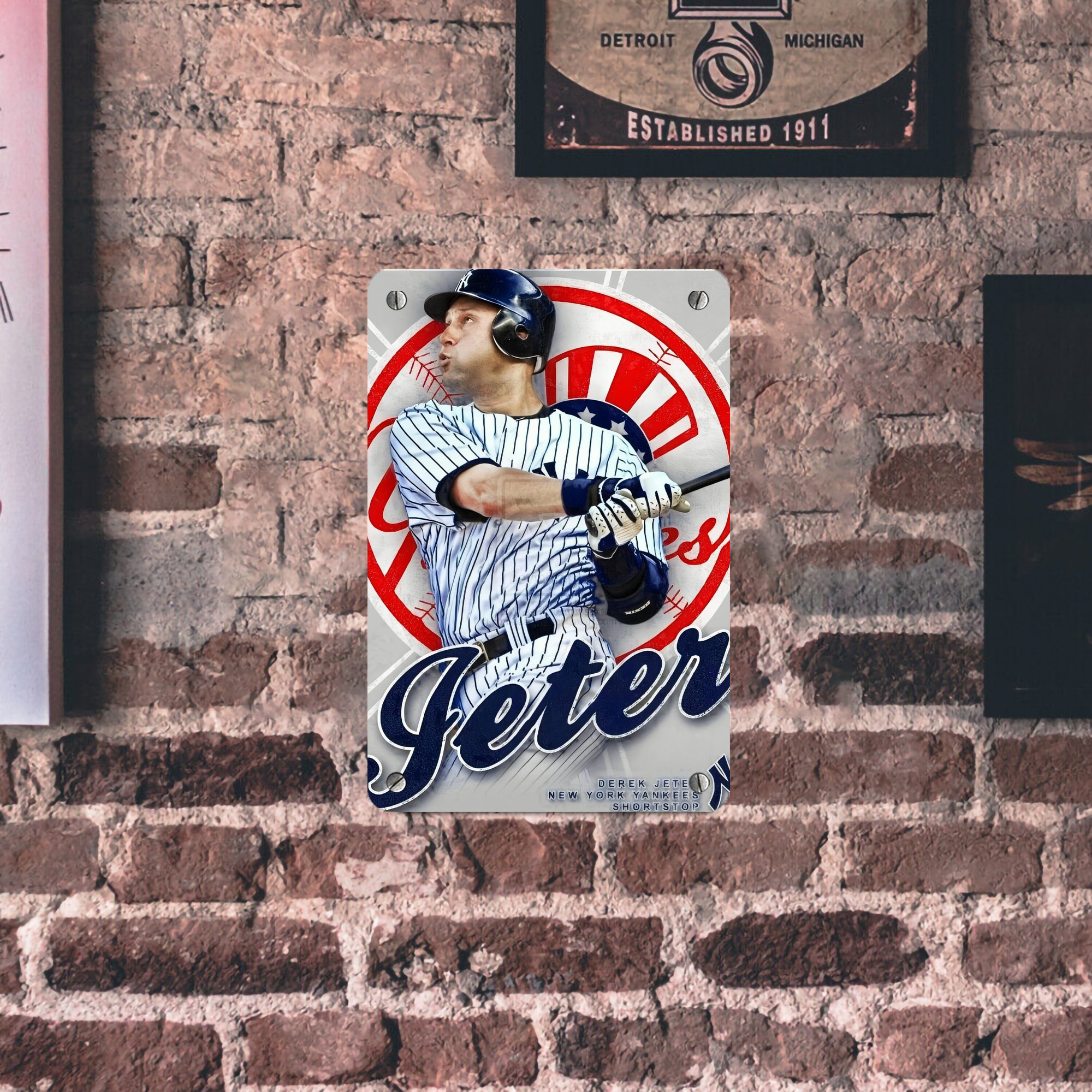 Derek Jeter 62 Metal Tin Sign 8x12inch - High-Quality Full-Print Decorative Wall Art, Durable Rust-Resistant Metal Plaque For Living Room, Bedroom, Kitchen, Office, Bar Décor