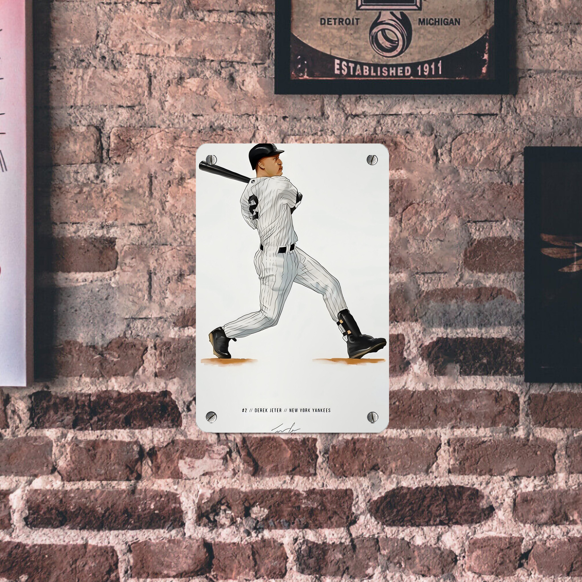 Derek Jeter 64 Metal Tin Sign 8x12inch - High-Quality Full-Print Decorative Wall Art, Durable Rust-Resistant Metal Plaque For Living Room, Bedroom, Kitchen, Office, Bar Décor