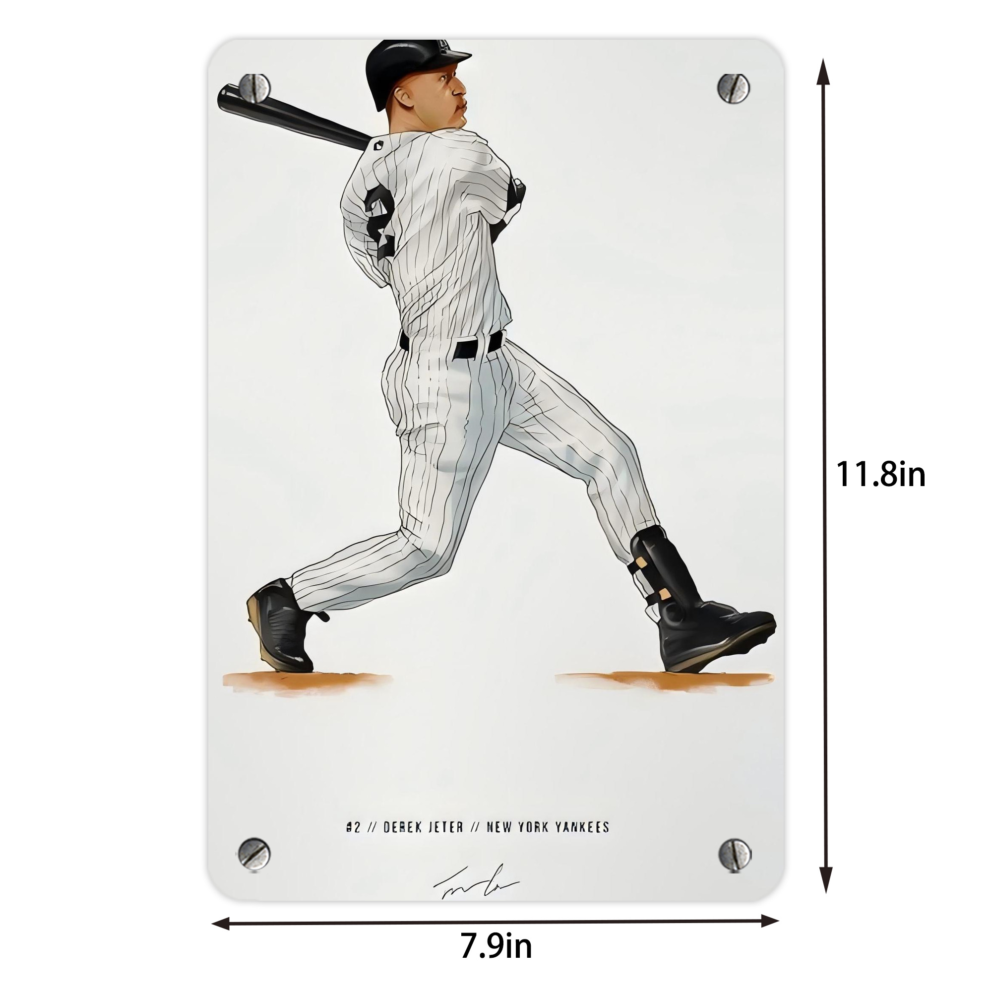 Derek Jeter 64 Metal Tin Sign 8x12inch - High-Quality Full-Print Decorative Wall Art, Durable Rust-Resistant Metal Plaque For Living Room, Bedroom, Kitchen, Office, Bar Décor