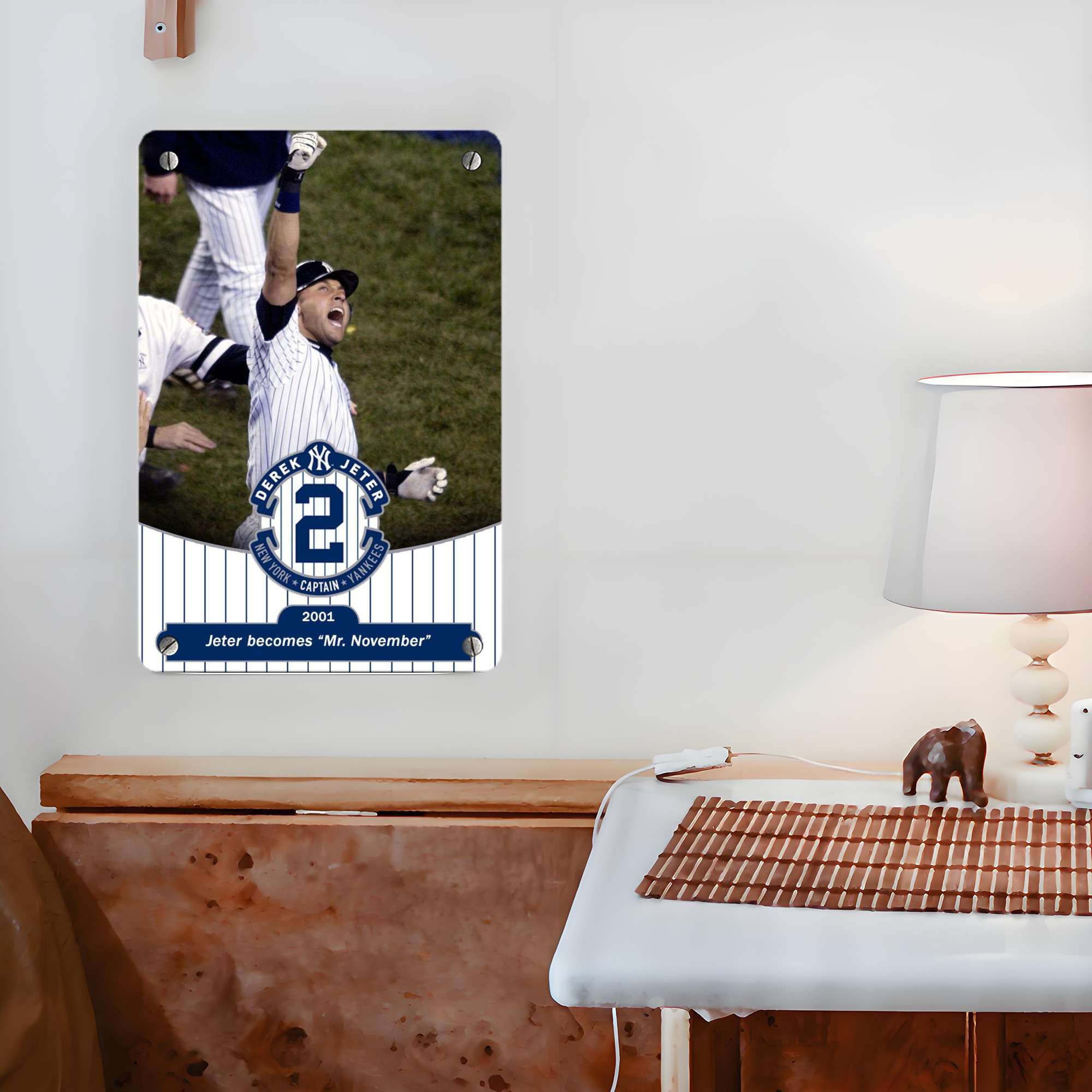 Derek Jeter 87 Metal Tin Sign 8x12inch - High-Quality Full-Print Decorative Wall Art, Durable Rust-Resistant Metal Plaque For Living Room, Bedroom, Kitchen, Office, Bar Décor