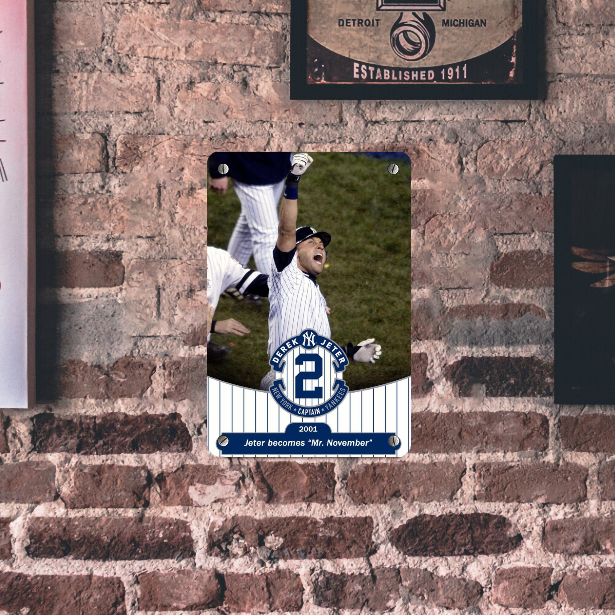 Derek Jeter 87 Metal Tin Sign 8x12inch - High-Quality Full-Print Decorative Wall Art, Durable Rust-Resistant Metal Plaque For Living Room, Bedroom, Kitchen, Office, Bar Décor